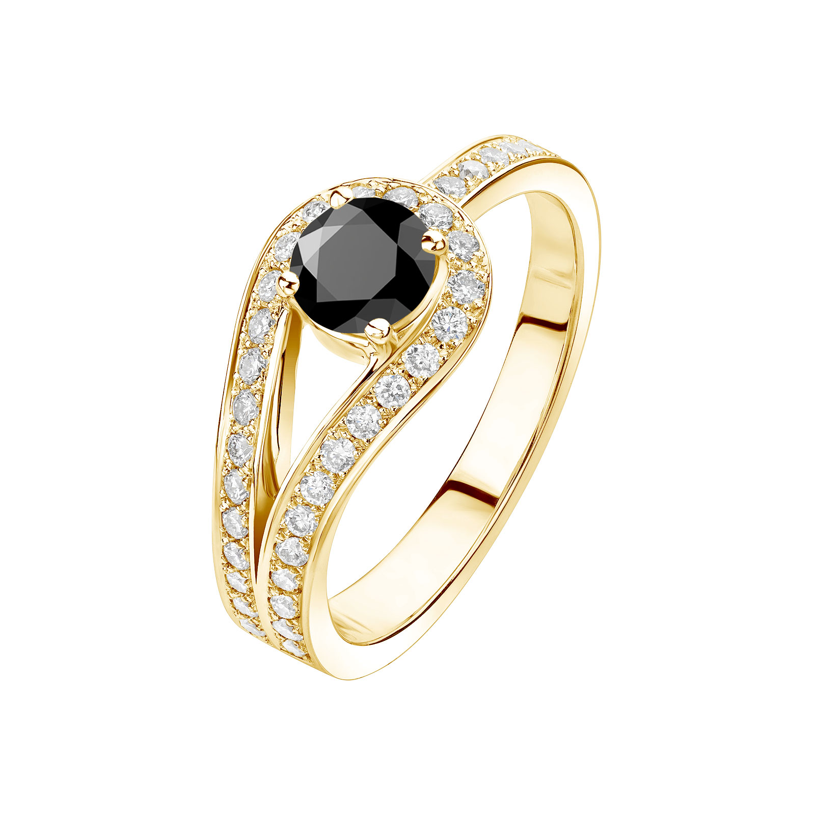 Bague Or jaune Spinelle noir et diamants Romy 1