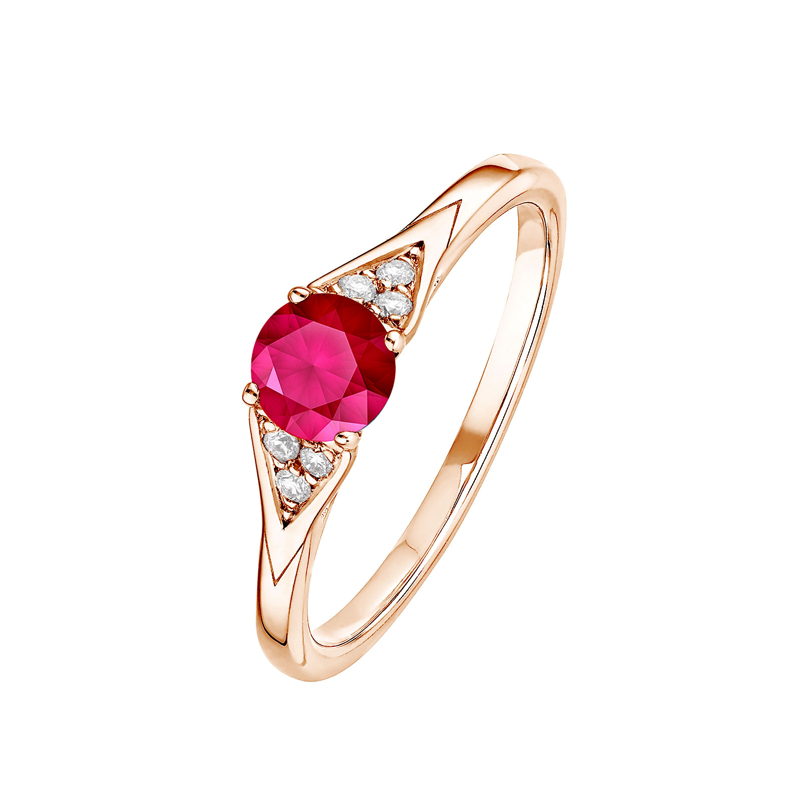 Ring Rose gold Ruby and diamonds Lady Trio 1