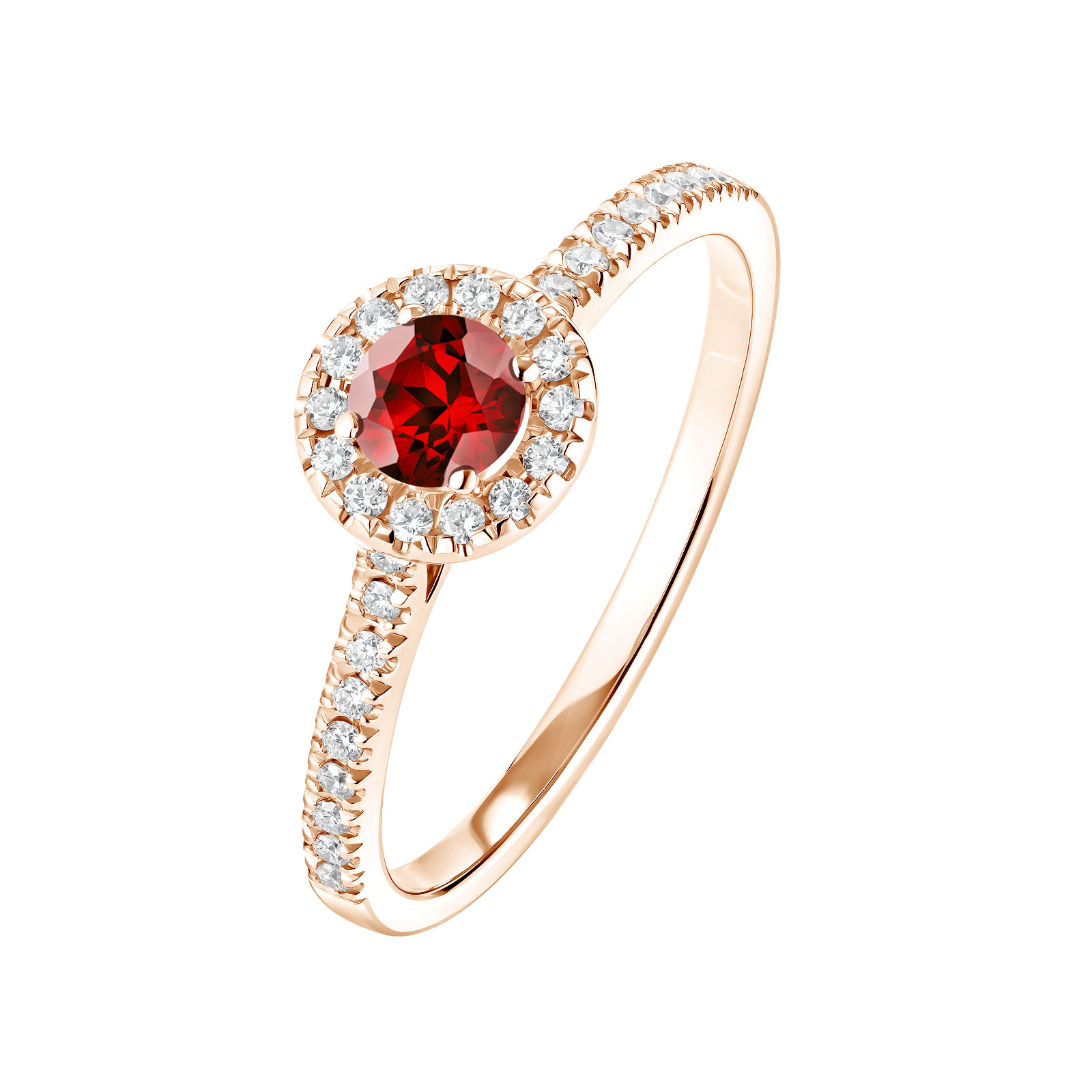 Ring Rose gold Garnet and diamonds Rétromantique S Pavée 1