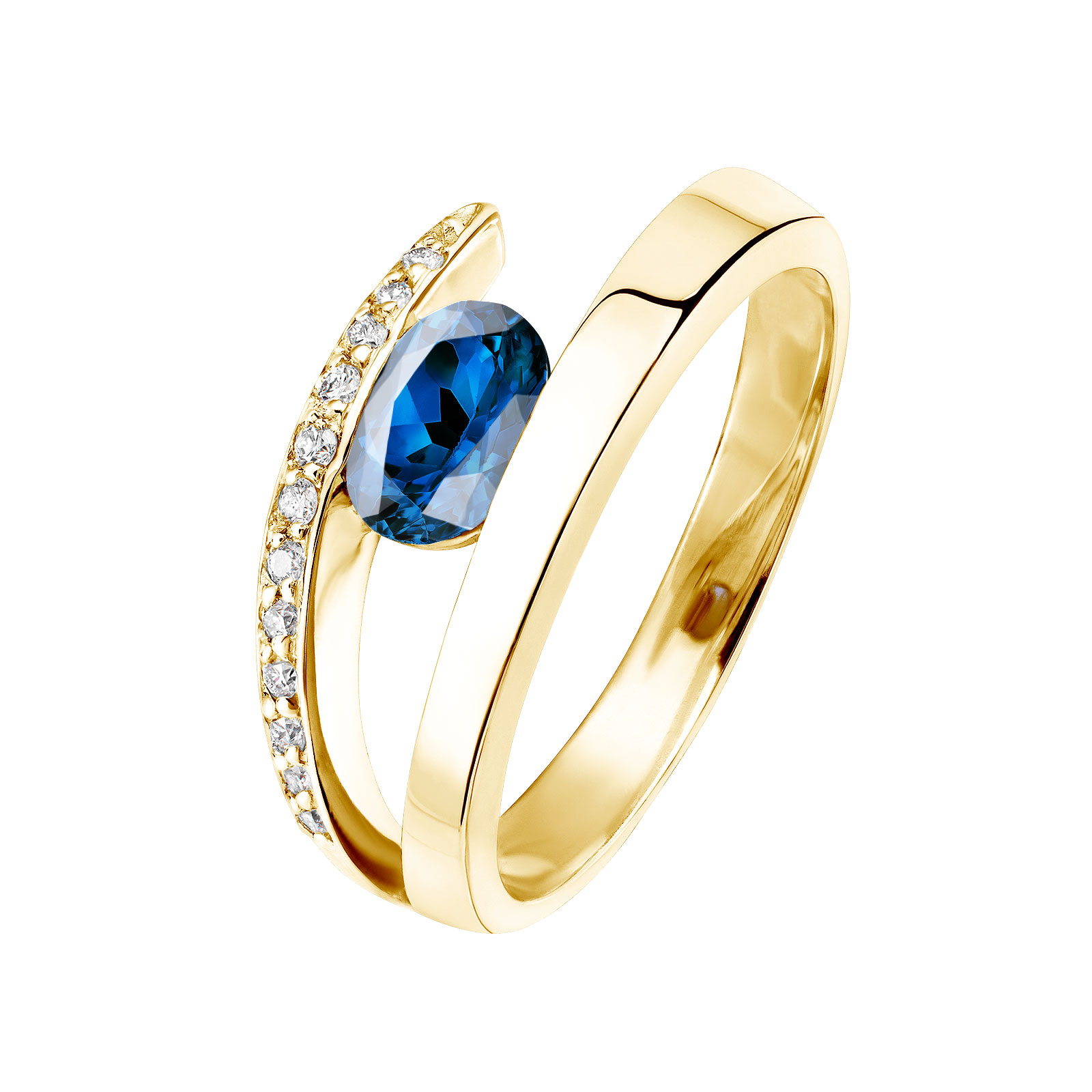 Ring Yellow gold Sapphire and diamonds Ananta 1