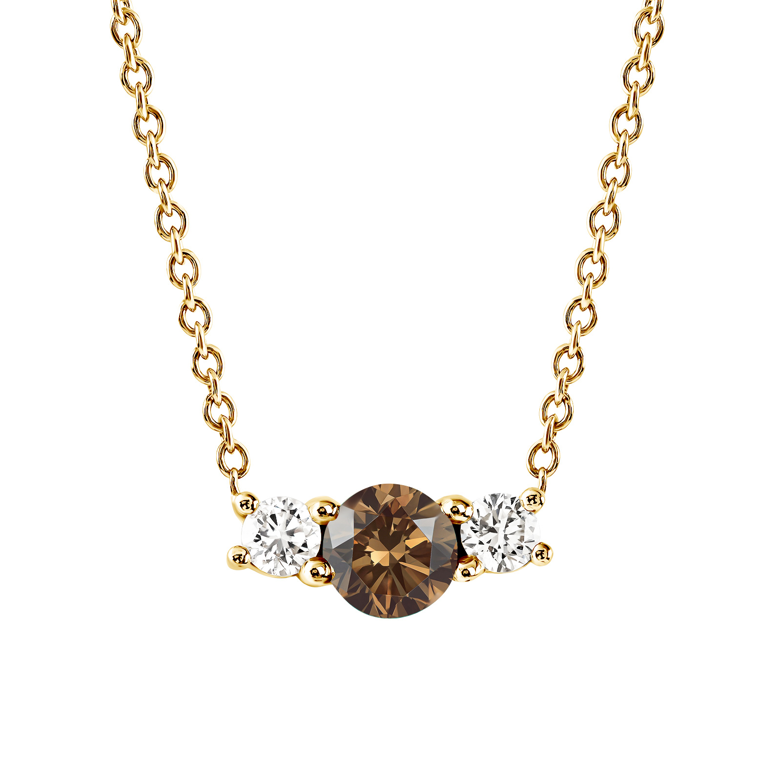 Pendentif Or jaune Diamant Chocolat et diamants Lady Duo 1