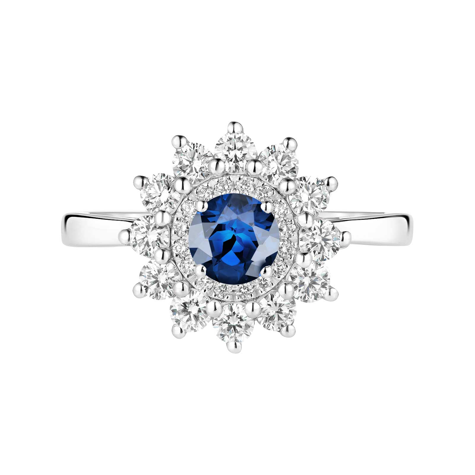 Ring White gold Sapphire and diamonds Lefkos 5 mm 1