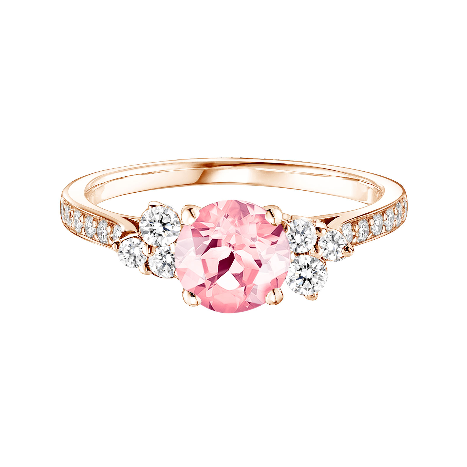 Ring Rose gold Tourmaline and diamonds Baby EverBloom 6 mm Pavée 1