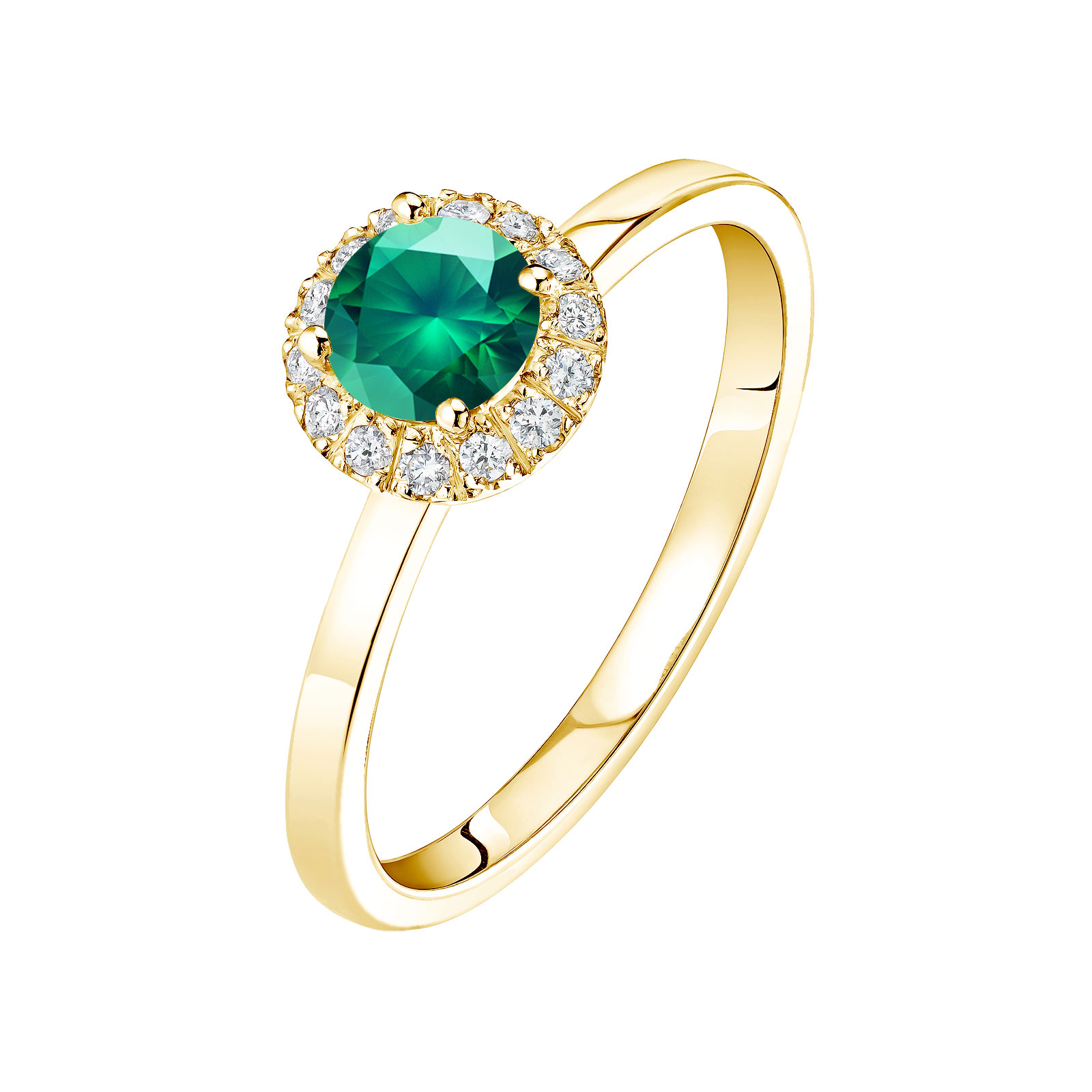 Ring Gelbgold Smaragdgrün und diamanten Rétromantique M 1