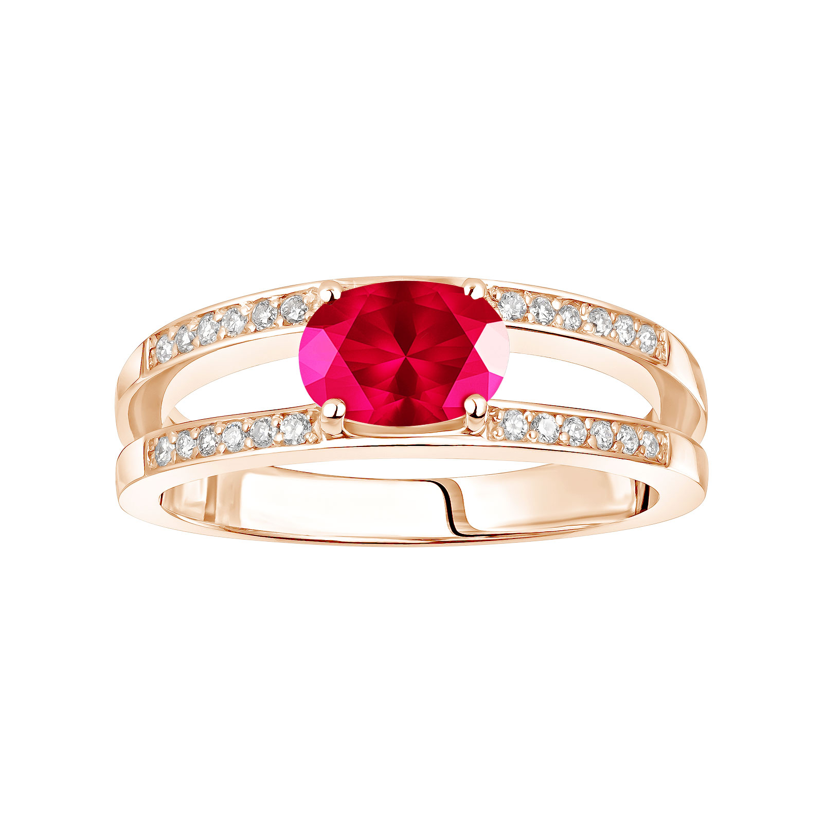 Ring Rose gold Ruby and diamonds Cassandra 1