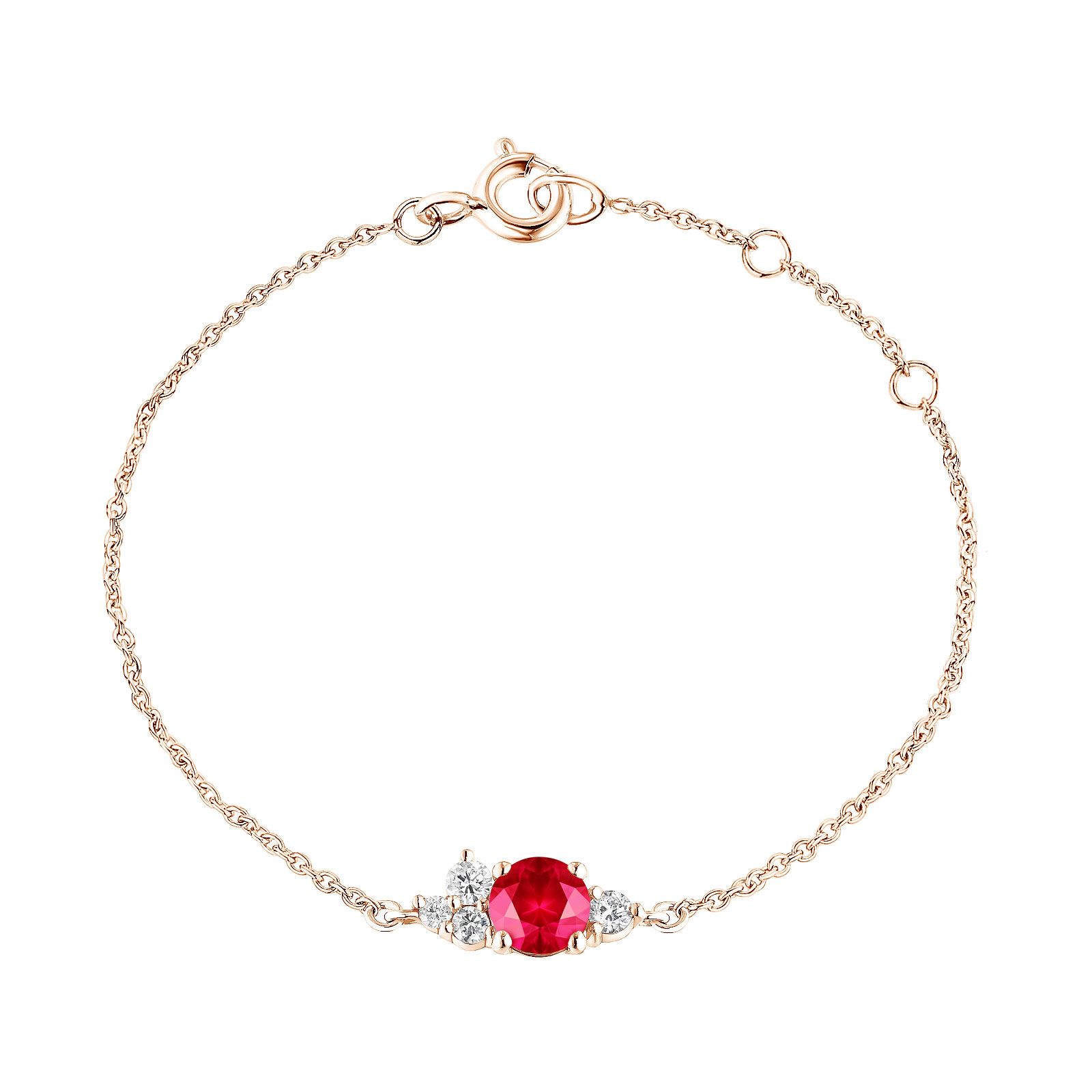 Bracelet Rose gold Ruby and diamonds Baby EverBloom 1