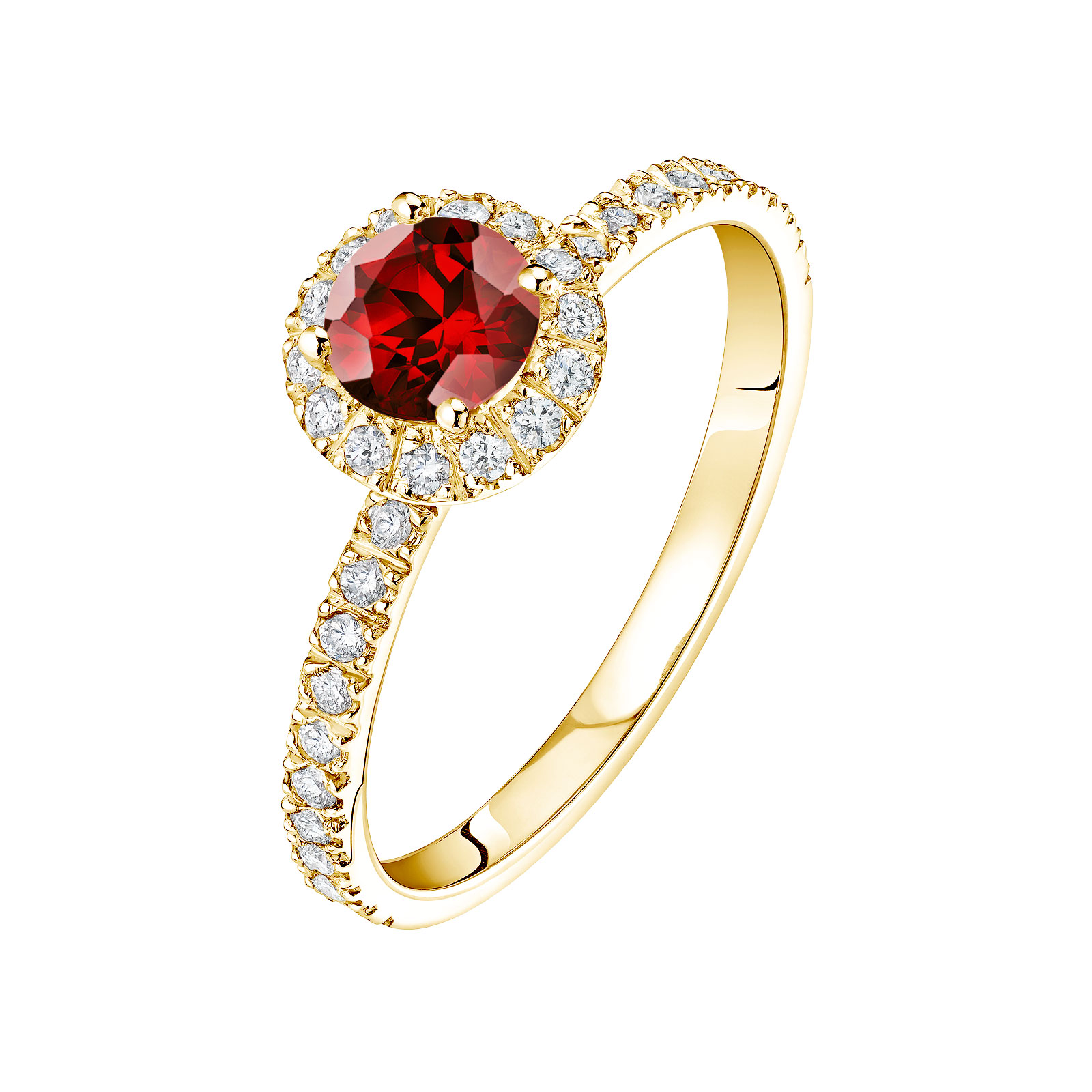Ring Gelbgold Granat und diamanten Rétromantique M Pavée 1