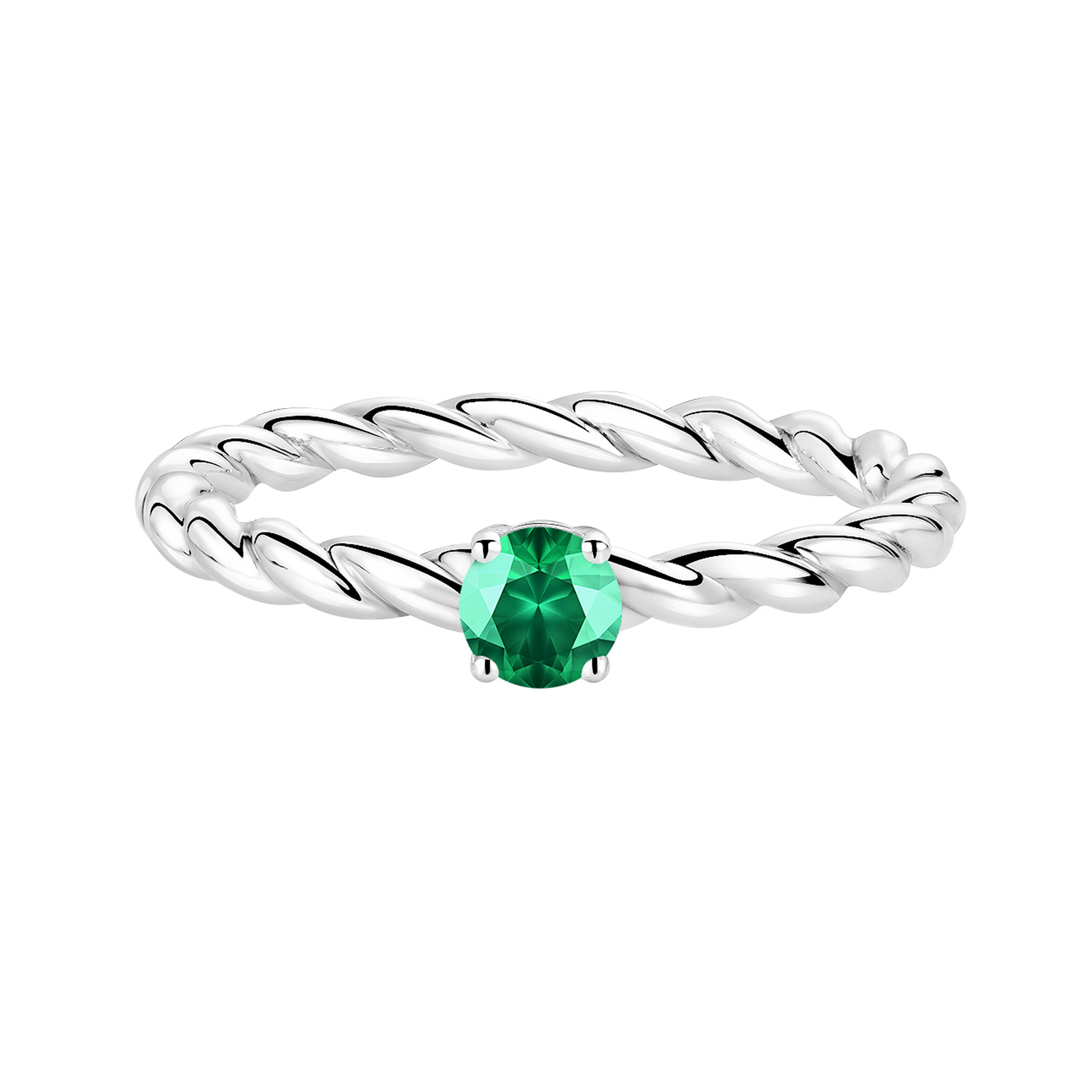 Ring Platin Smaragdgrün und diamanten Capucine 4 mm 1