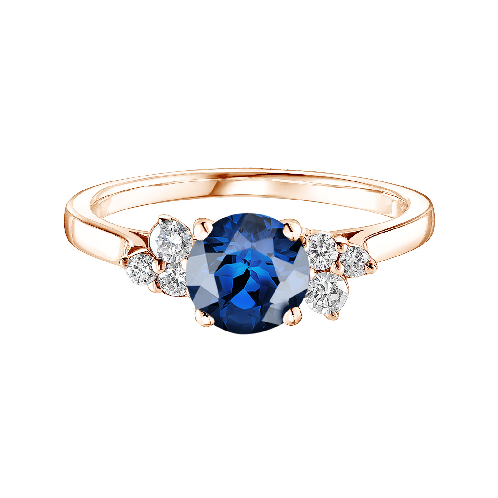 Ring Rose gold Sapphire and diamonds Baby EverBloom 6 mm 1