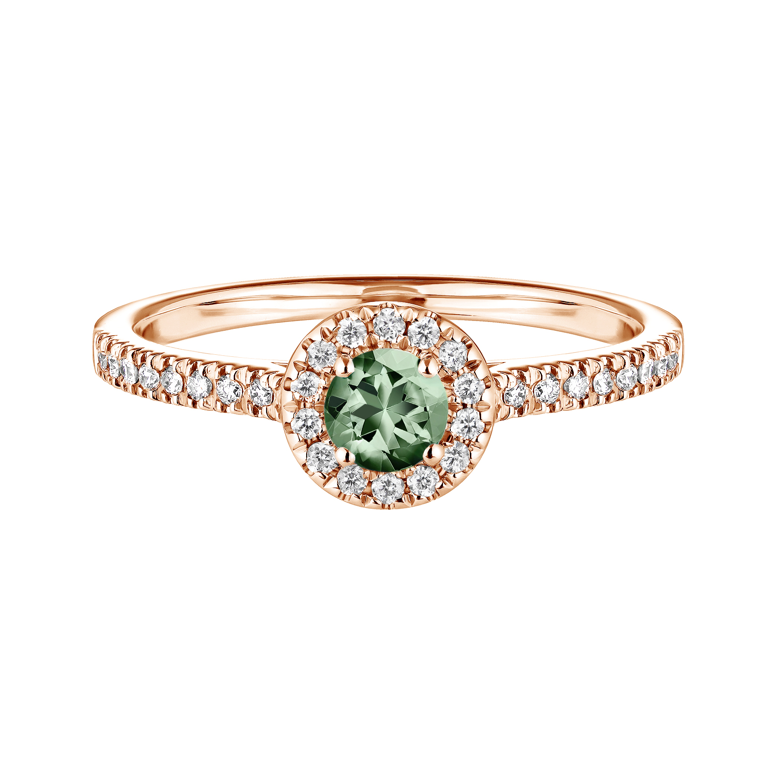 Ring Rose gold Green Sapphire and diamonds Rétromantique S Pavée 1