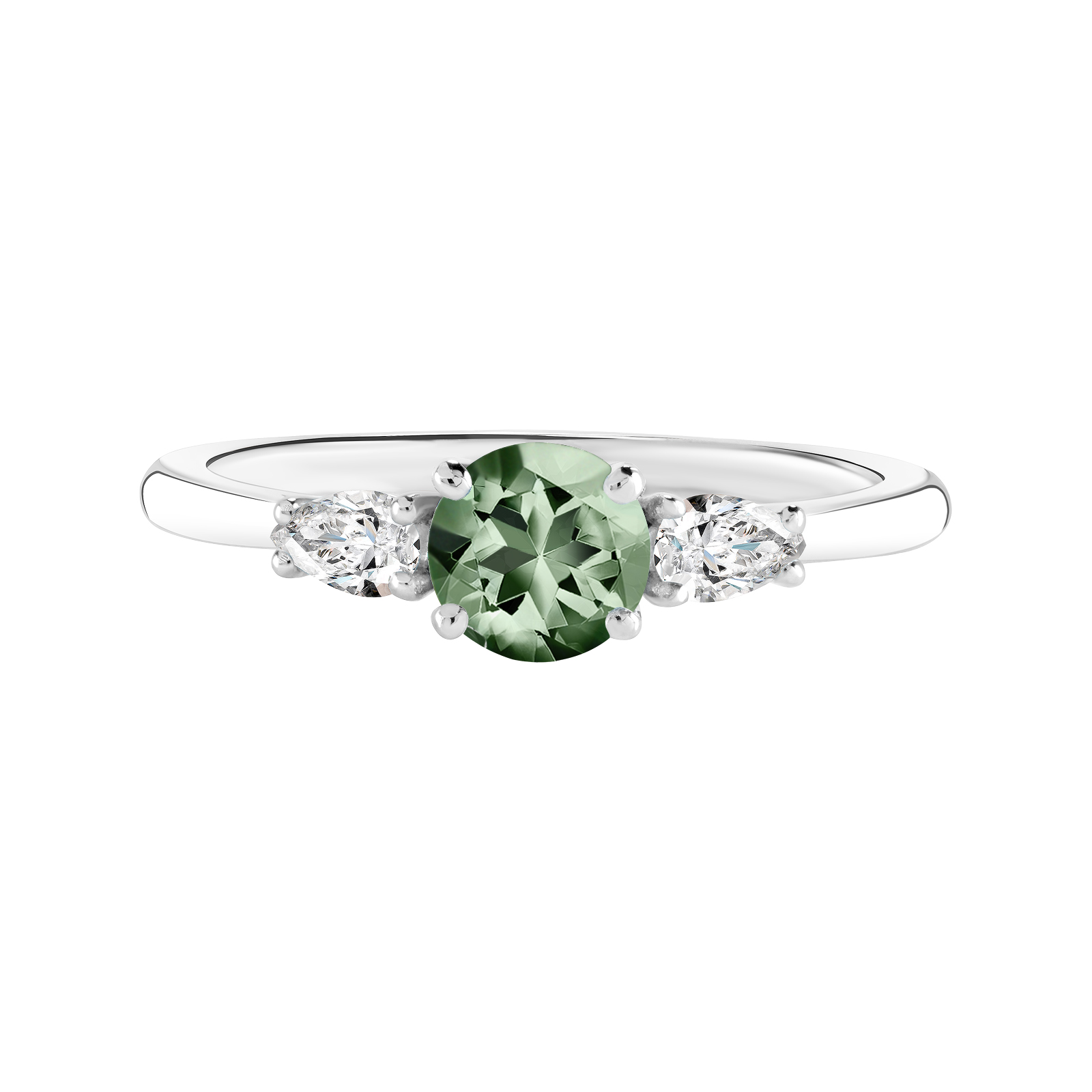 Ring Platinum Green Sapphire and diamonds Little Lady Duo de Poires 1