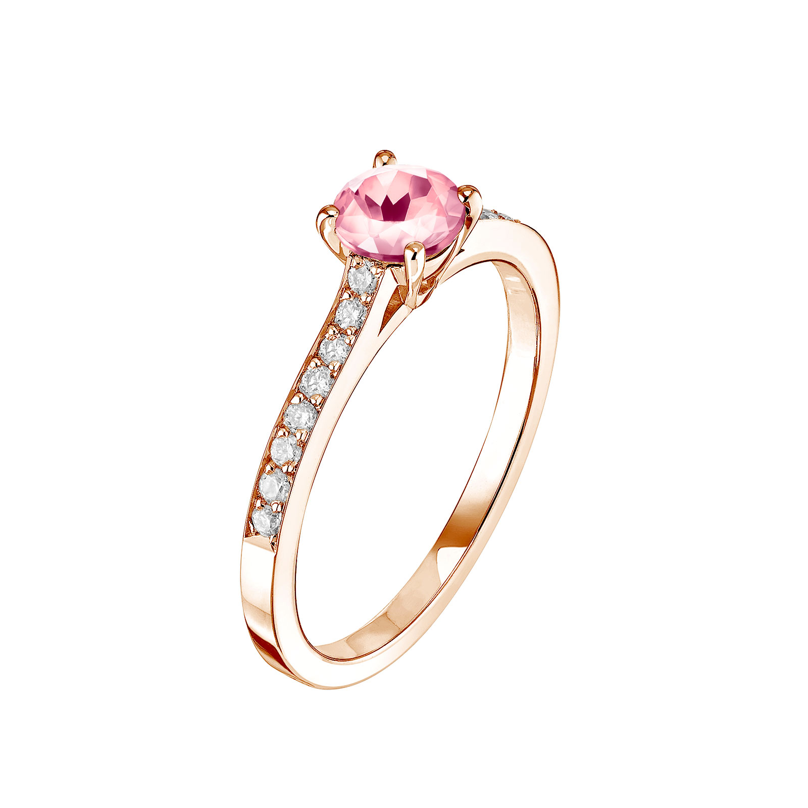 Ring Rose gold Tourmaline and diamonds Little Lady Pavée 1