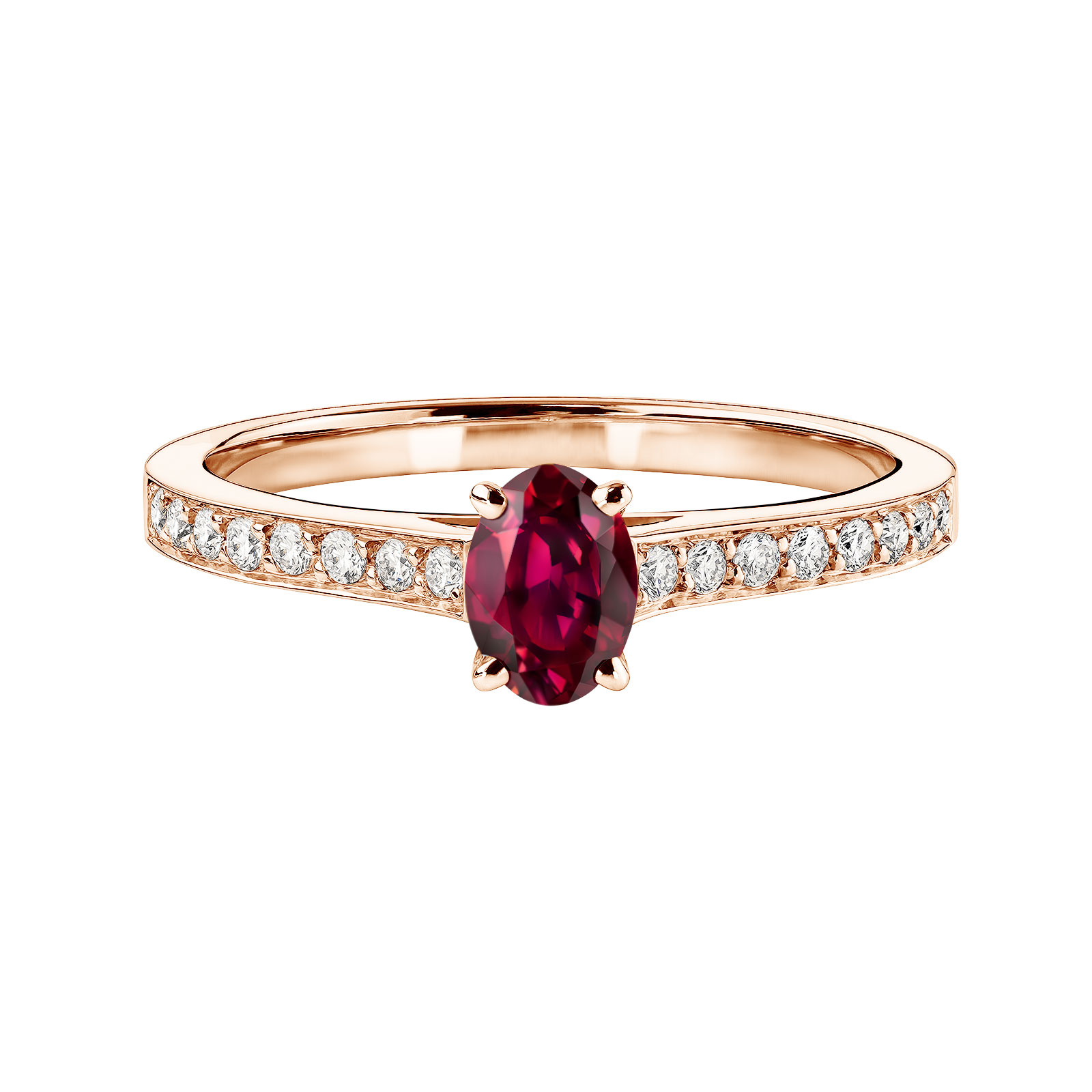 Ring Roségold Rubin und diamanten Lady Ovale Pavée 1