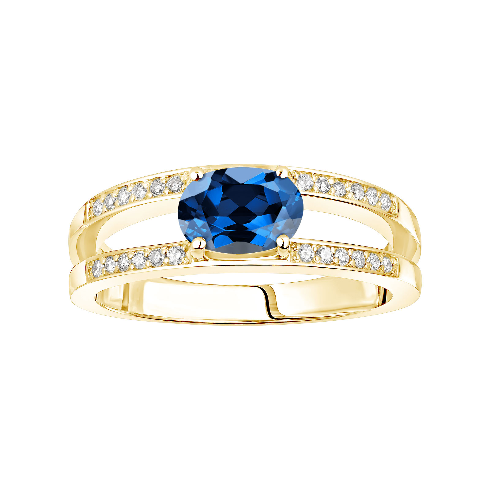 Ring Yellow gold Sapphire and diamonds Cassandra 1