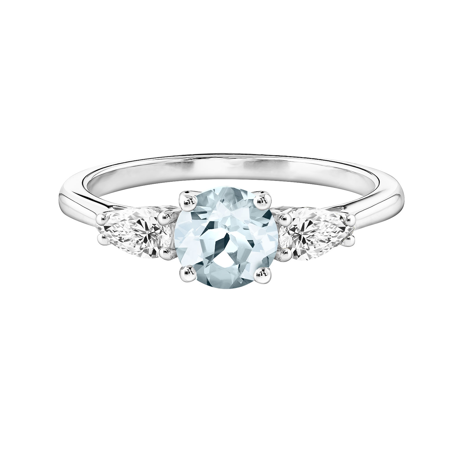 Bague Or blanc Aigue-marine et diamants Lady Duo de Poires 1