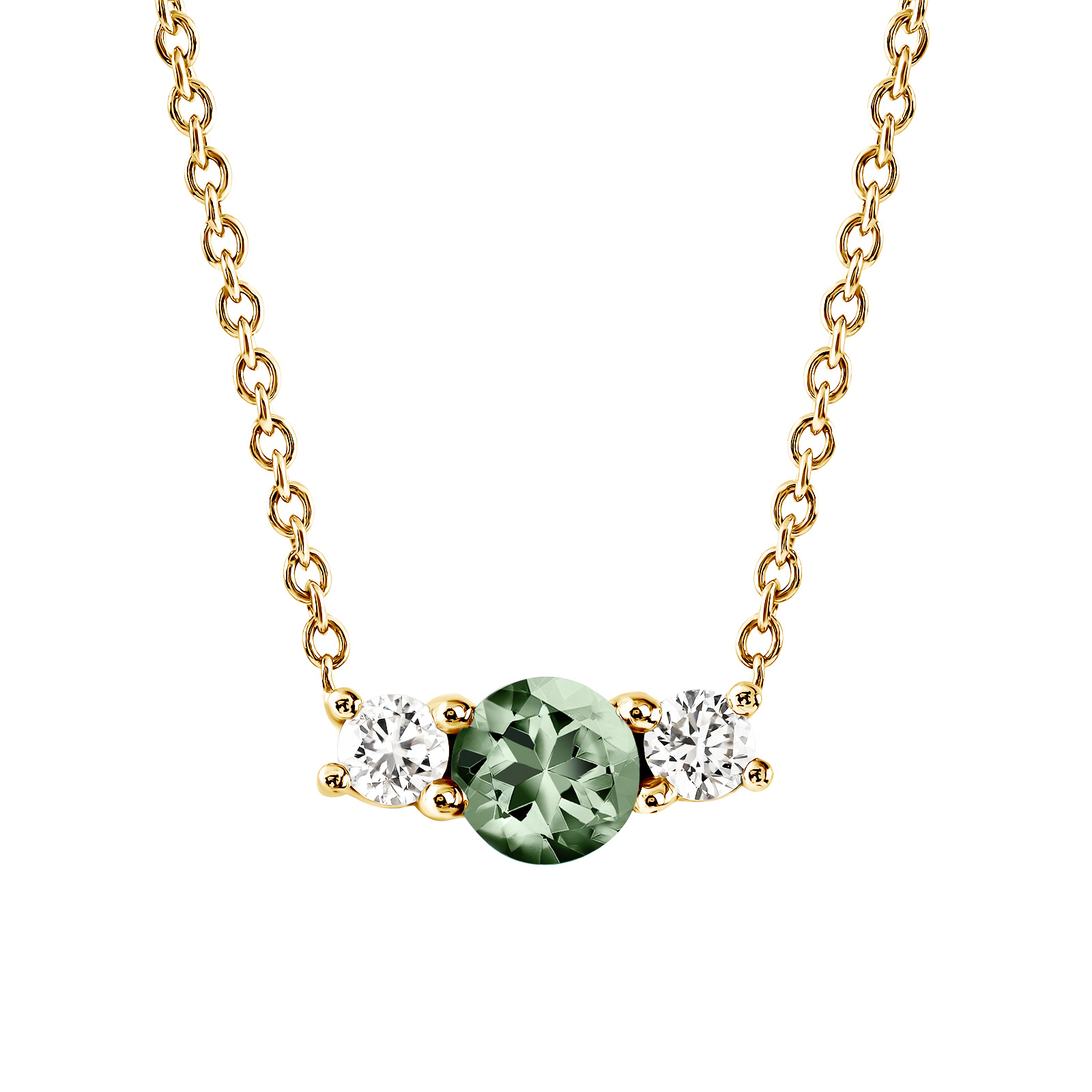 Pendentif Or jaune Saphir Vert et diamants Lady Duo 1