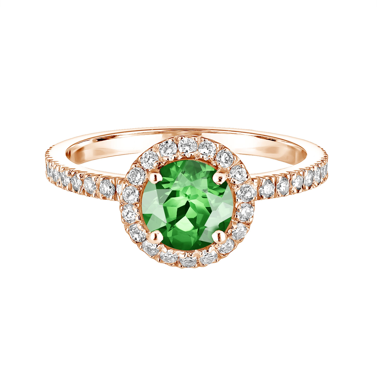 Ring Rose gold Tsavorite and diamonds Rétromantique L Pavée 1