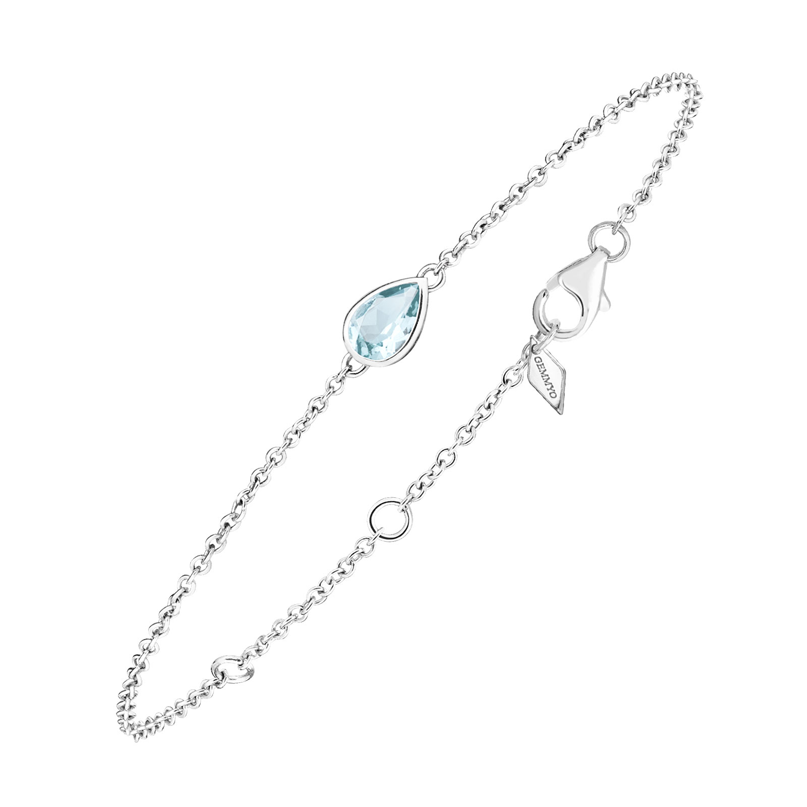 Bracelet Or blanc Aigue-marine Gemmyorama 1