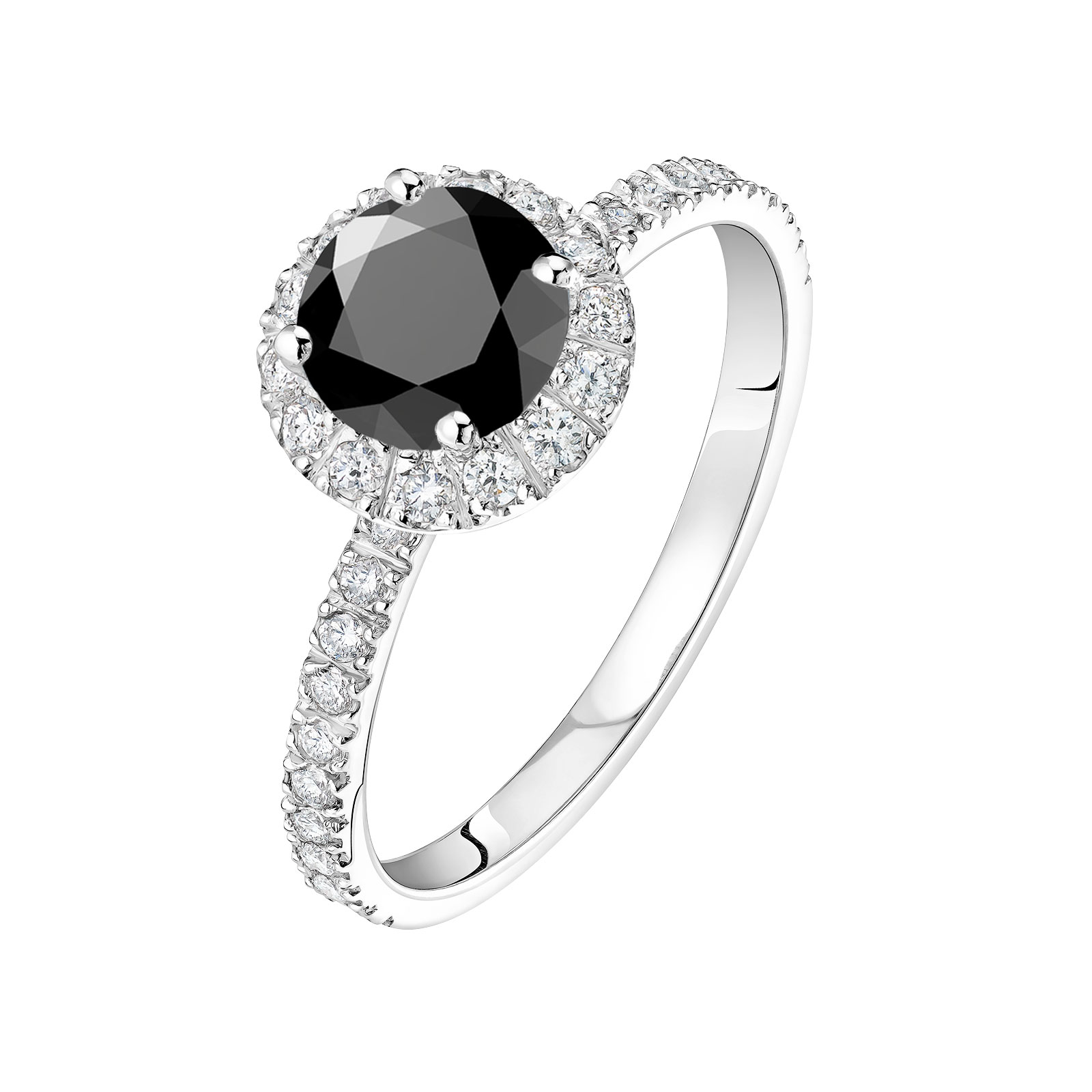 Bague Or blanc Spinelle noir et diamants Rétromantique L Pavée 1