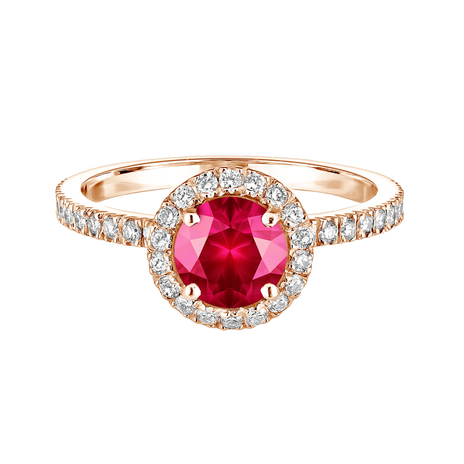 Ring Rose gold Ruby and diamonds Rétromantique L Pavée 1