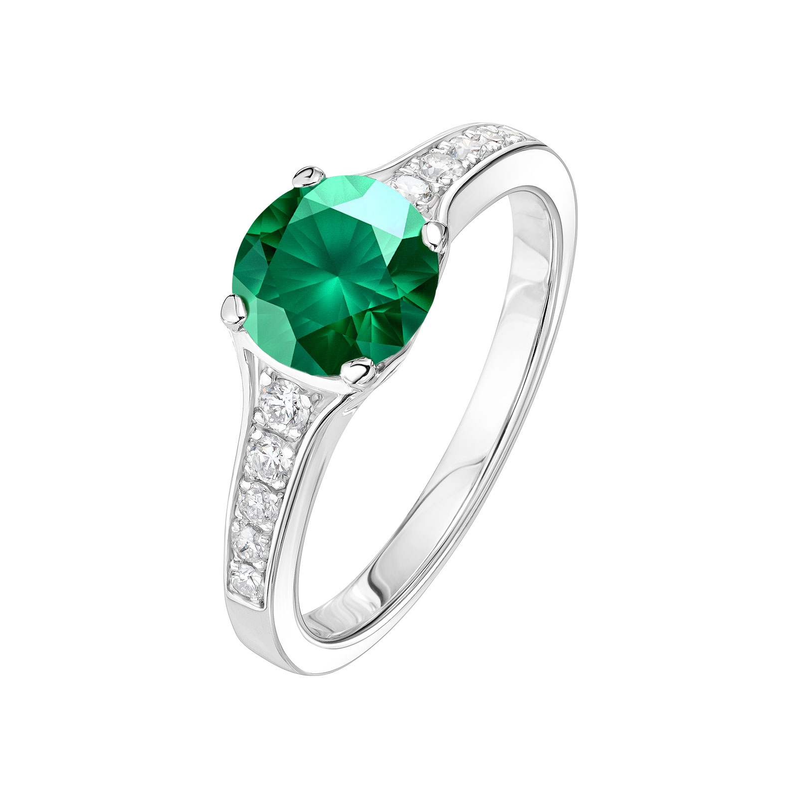 Ring White gold Emerald and diamonds Victoria 1