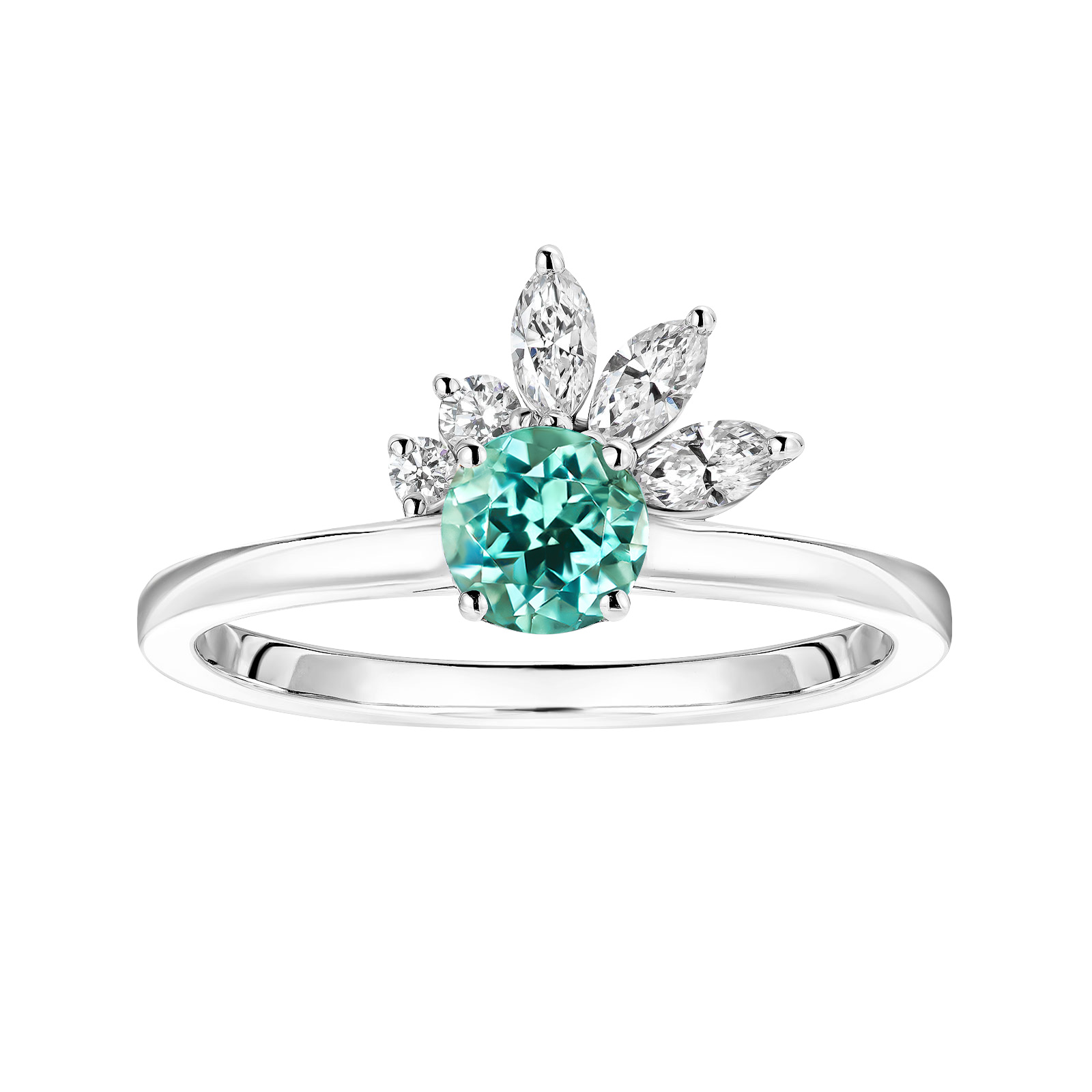 Bague Platine Tourmaline Mint et diamants Little EverBloom 1