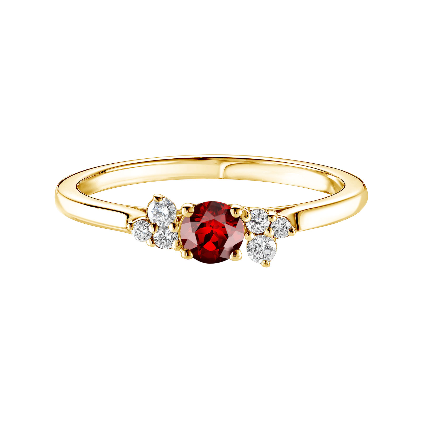 Ring Yellow gold Garnet and diamonds Baby EverBloom 1