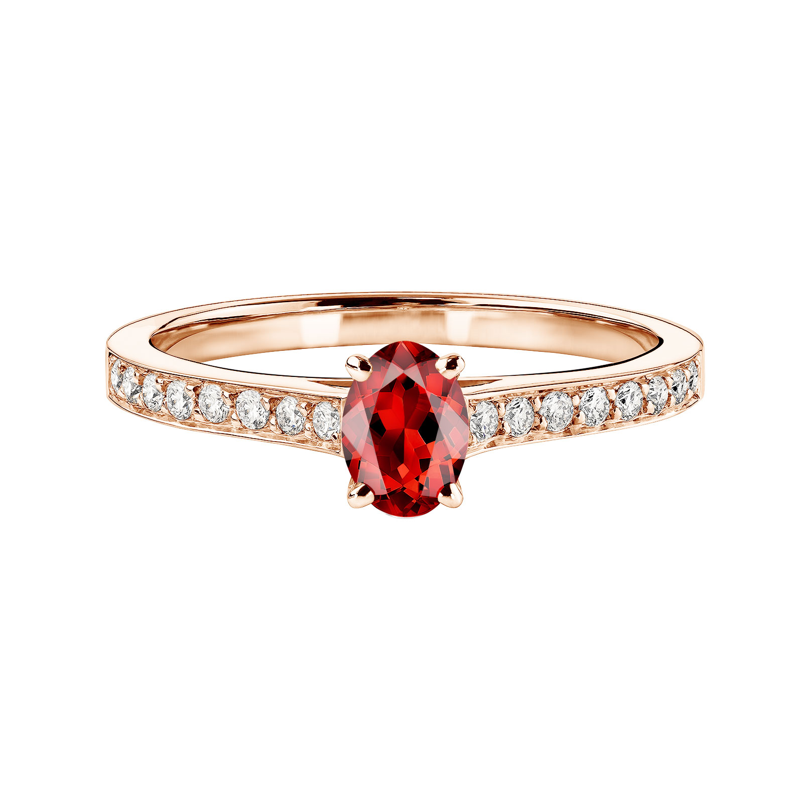 Ring Roségold Granat und diamanten Lady Ovale Pavée 1