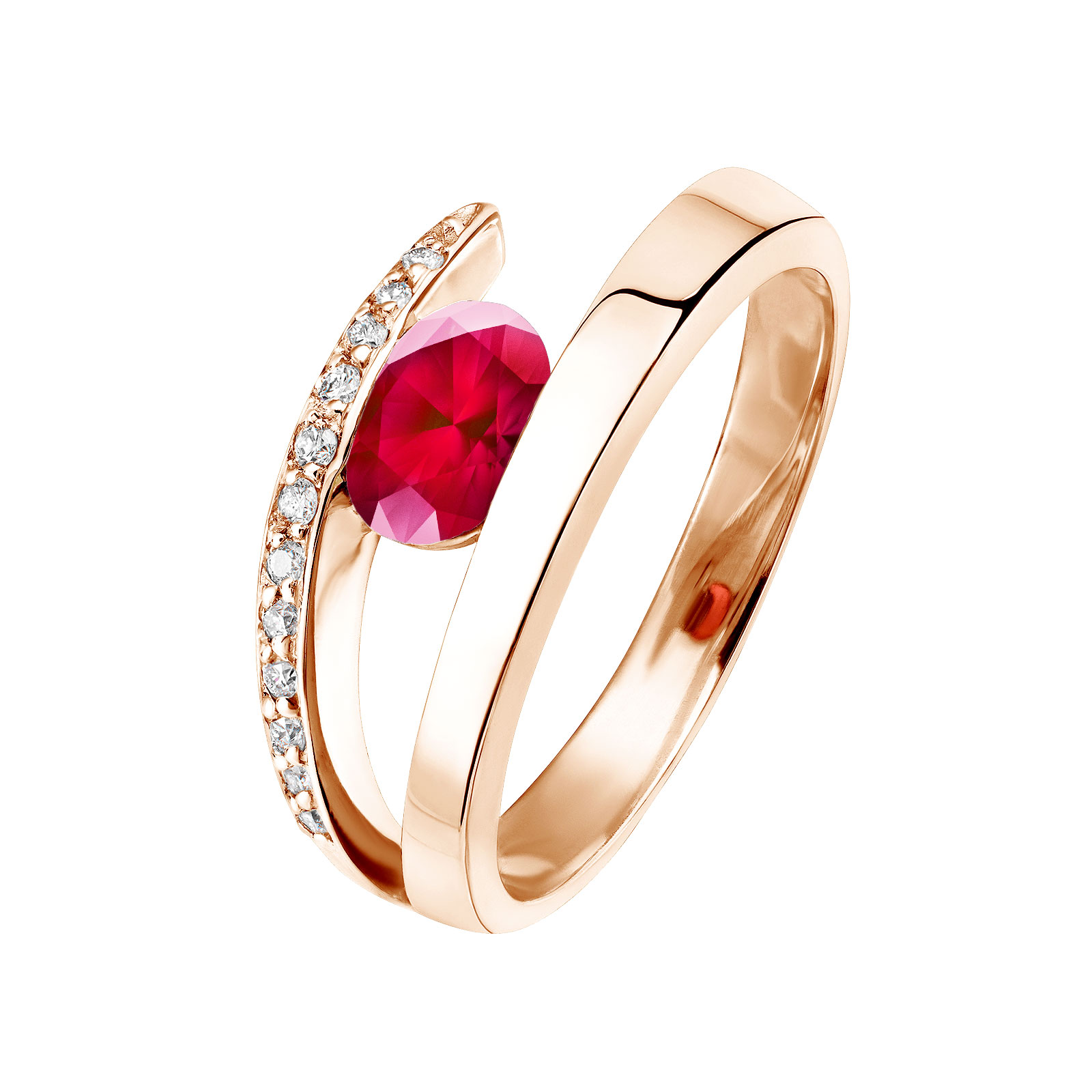 Ring Rose gold Ruby and diamonds Ananta 1