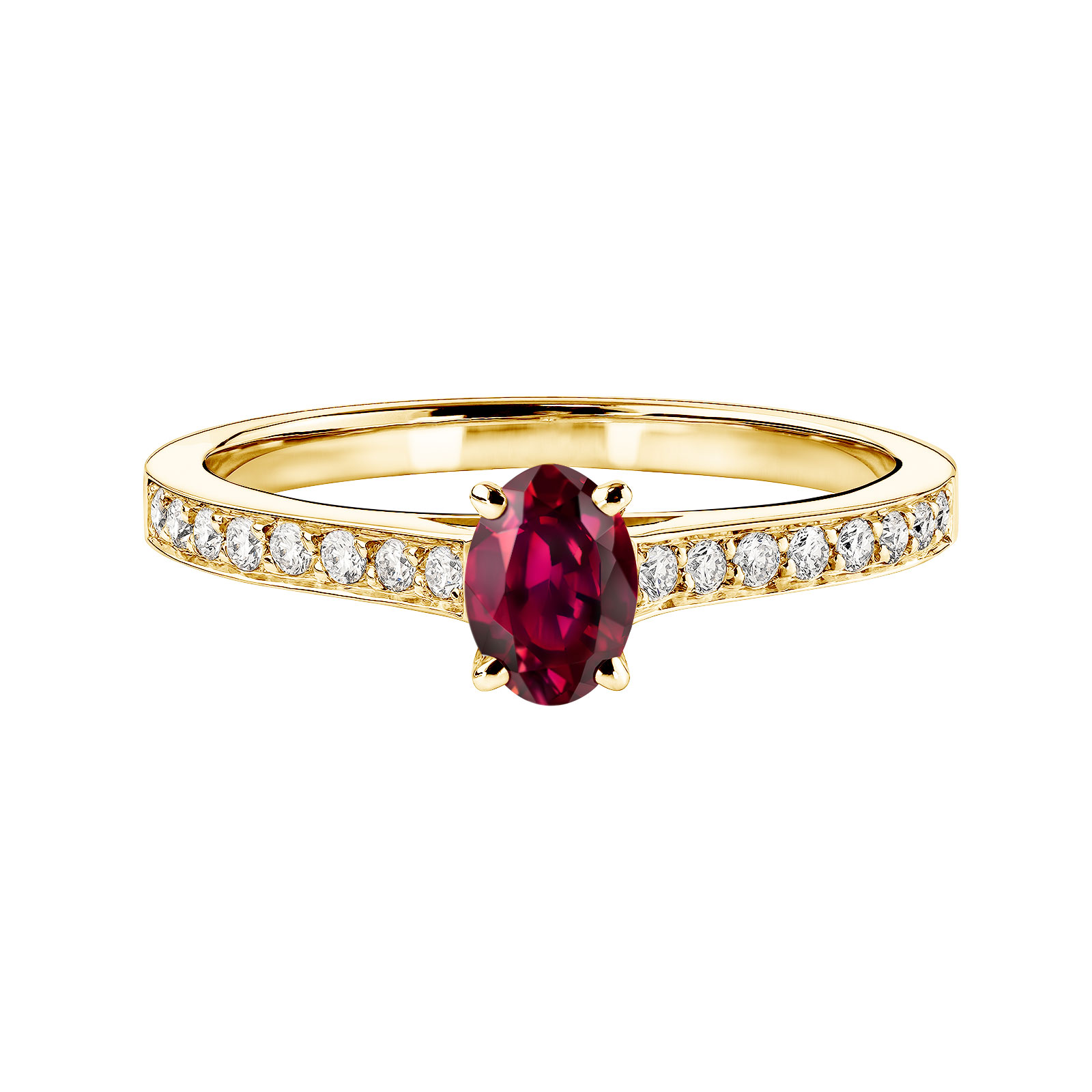 Ring Gelbgold Rubin und diamanten Lady Ovale Pavée 1