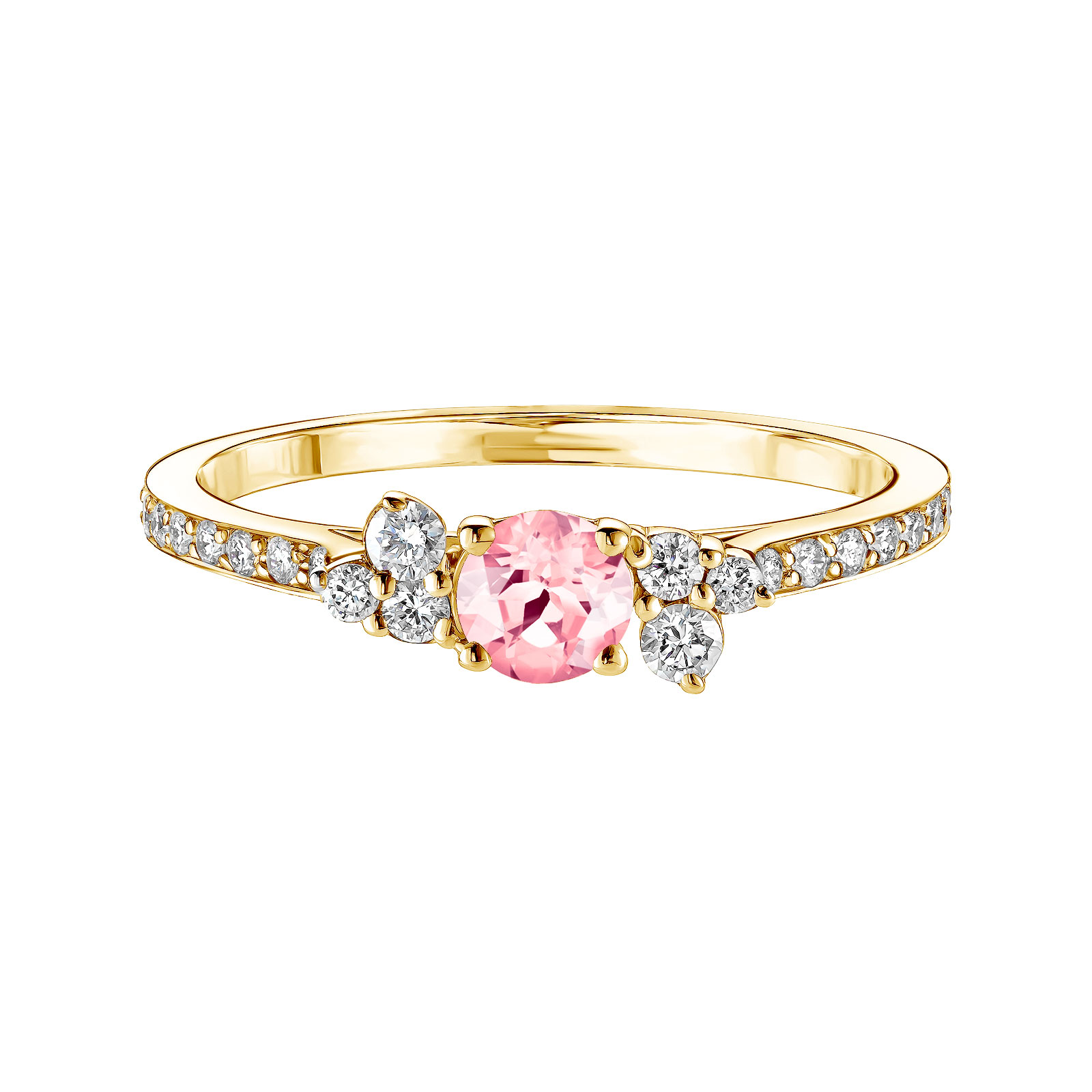 Ring Yellow gold Tourmaline and diamonds Baby EverBloom Pavée 1