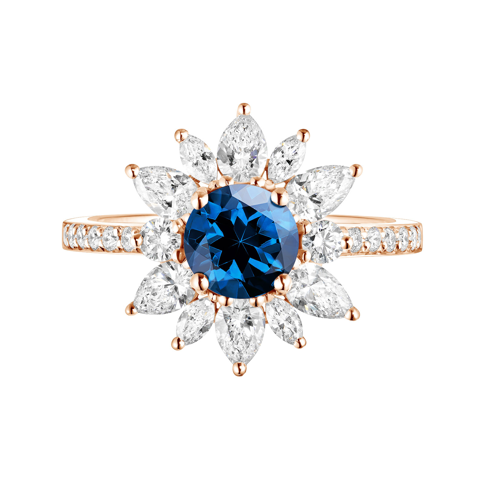 Ring Rose gold Sapphire and diamonds EverBloom Prima 1