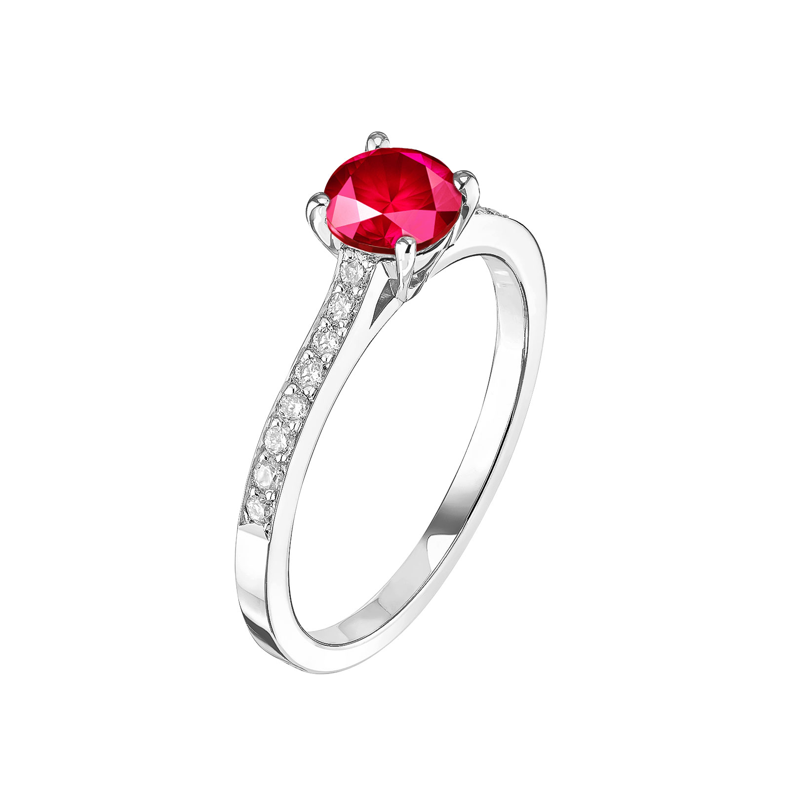 Ring Platinum Ruby and diamonds Lady Pavée 1