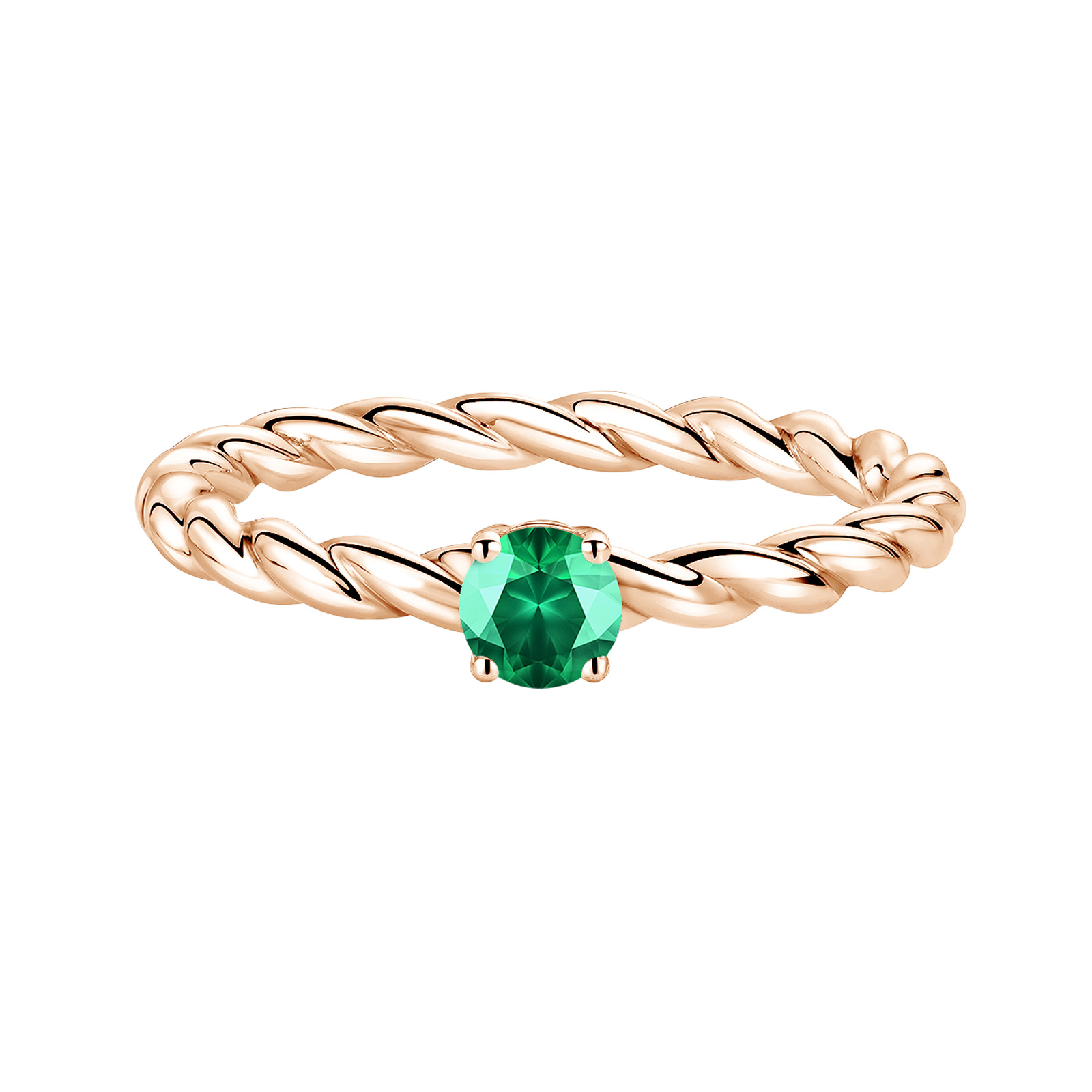 Ring Rose gold Emerald and diamonds Capucine 4 mm 1