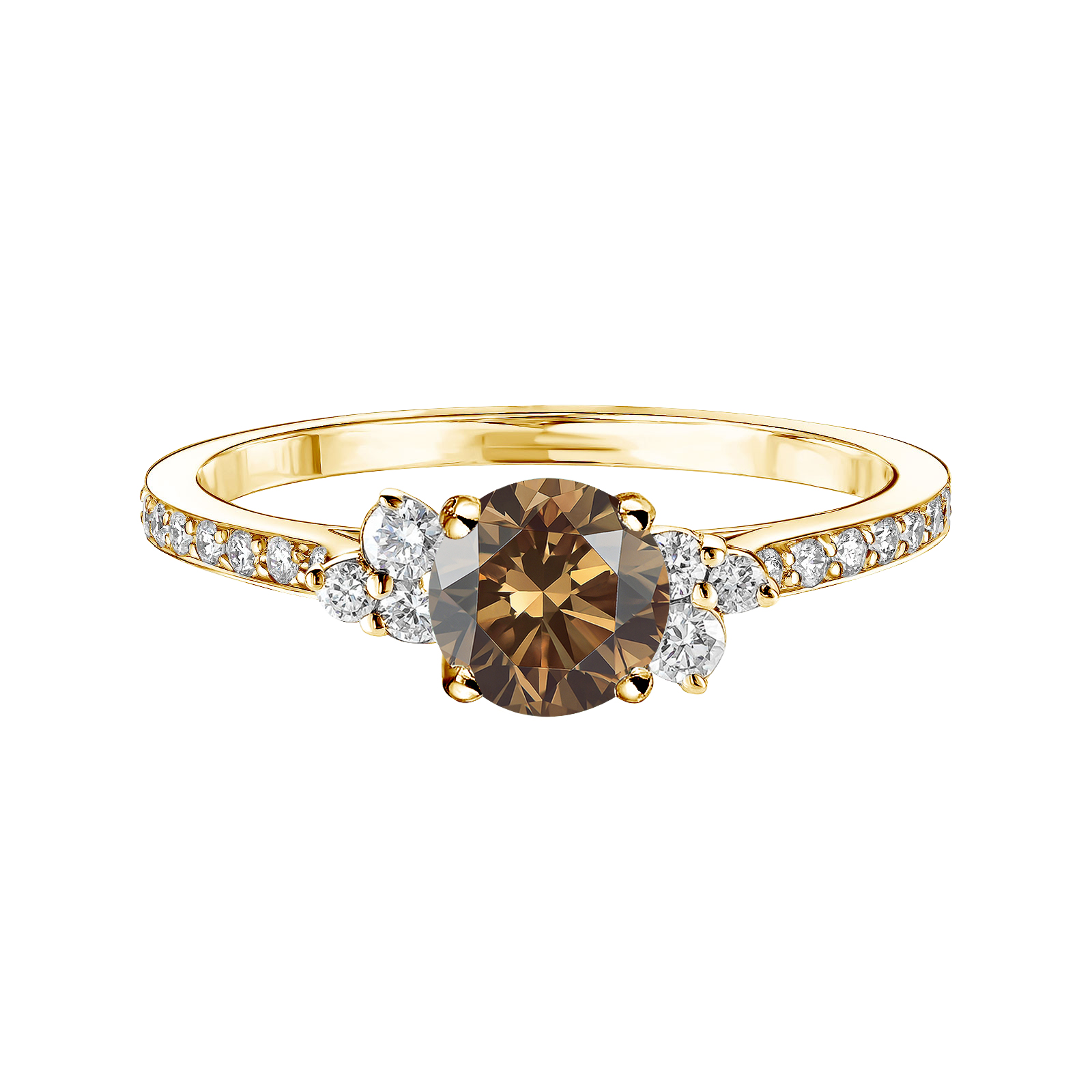 Ring Gelbgold Diamant-Schokolade und diamanten Baby EverBloom 5 mm Pavée 1