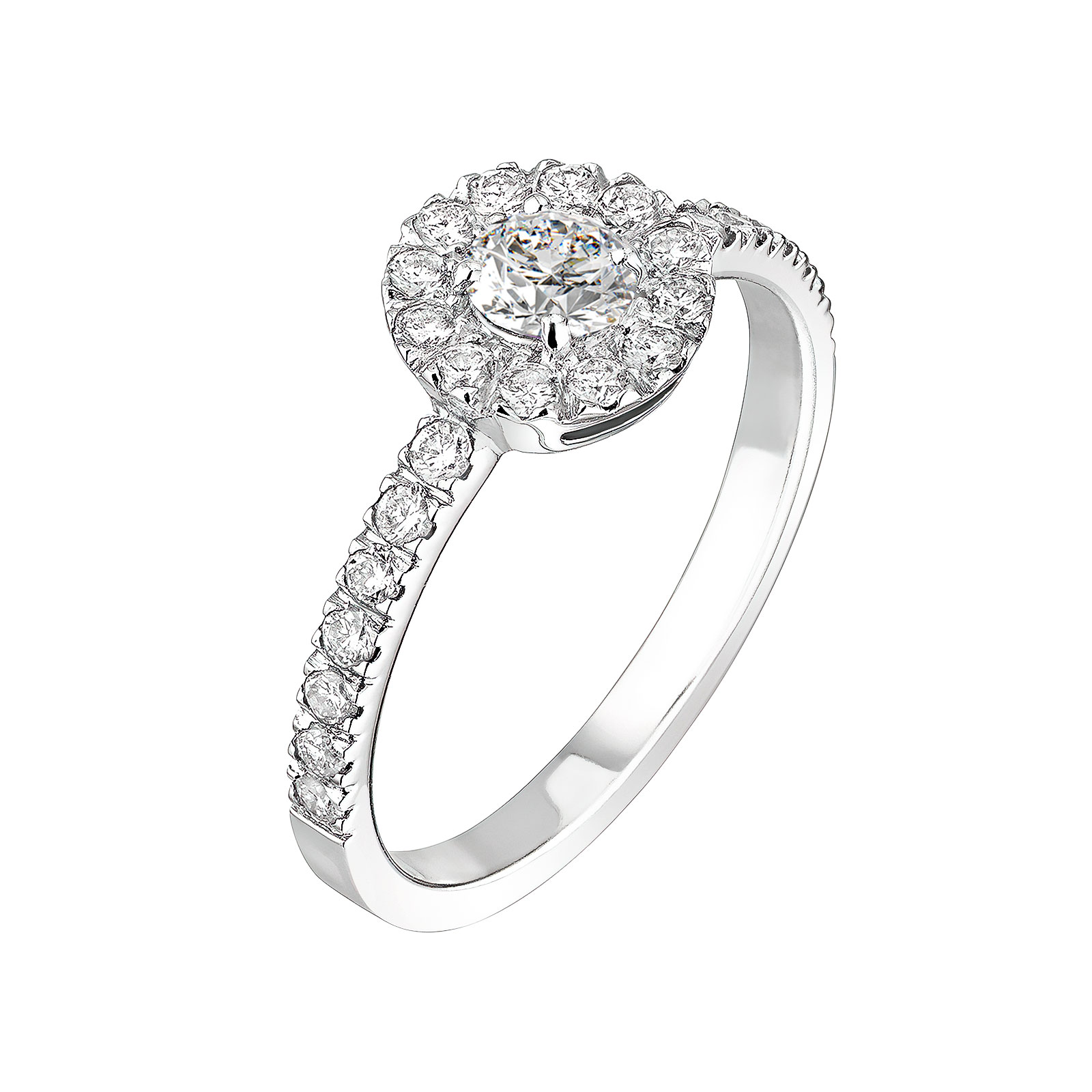 Ring Platinum Diamond Rétromantique Solo Pavée 1