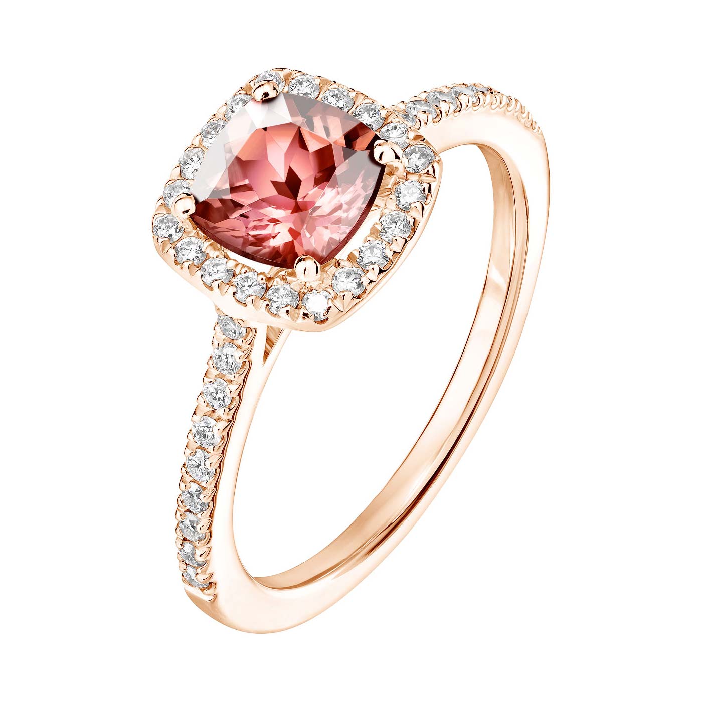 Ring Rose gold and diamonds Rétromantique Coussin Pavée 1