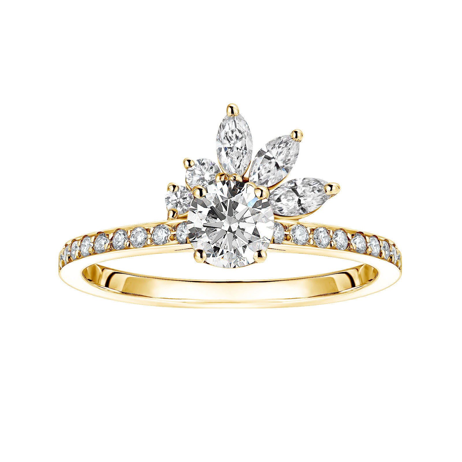 Ring Yellow gold Diamond Little EverBloom Pavée 1