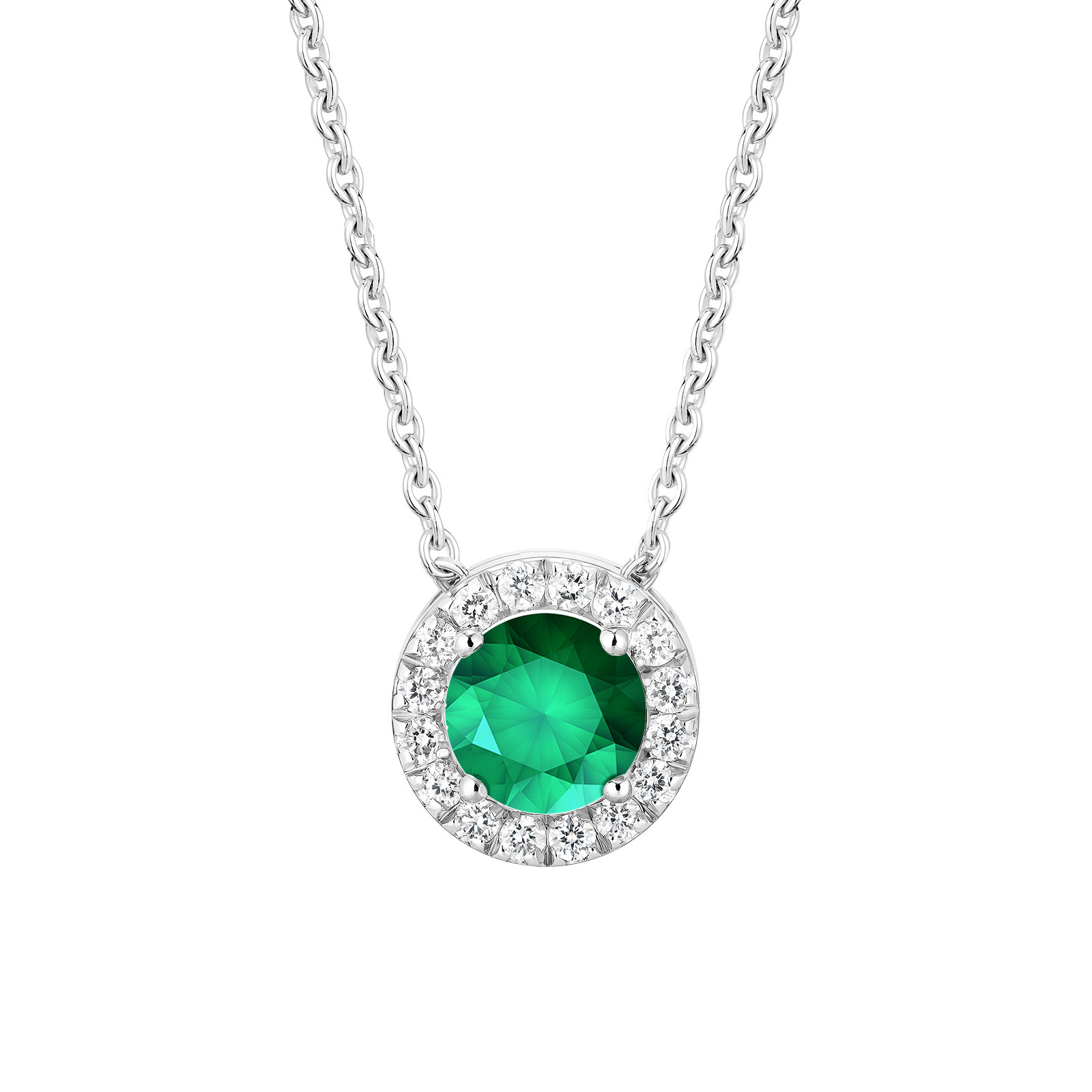 Pendant White gold Emerald and diamonds Rétromantique M 1