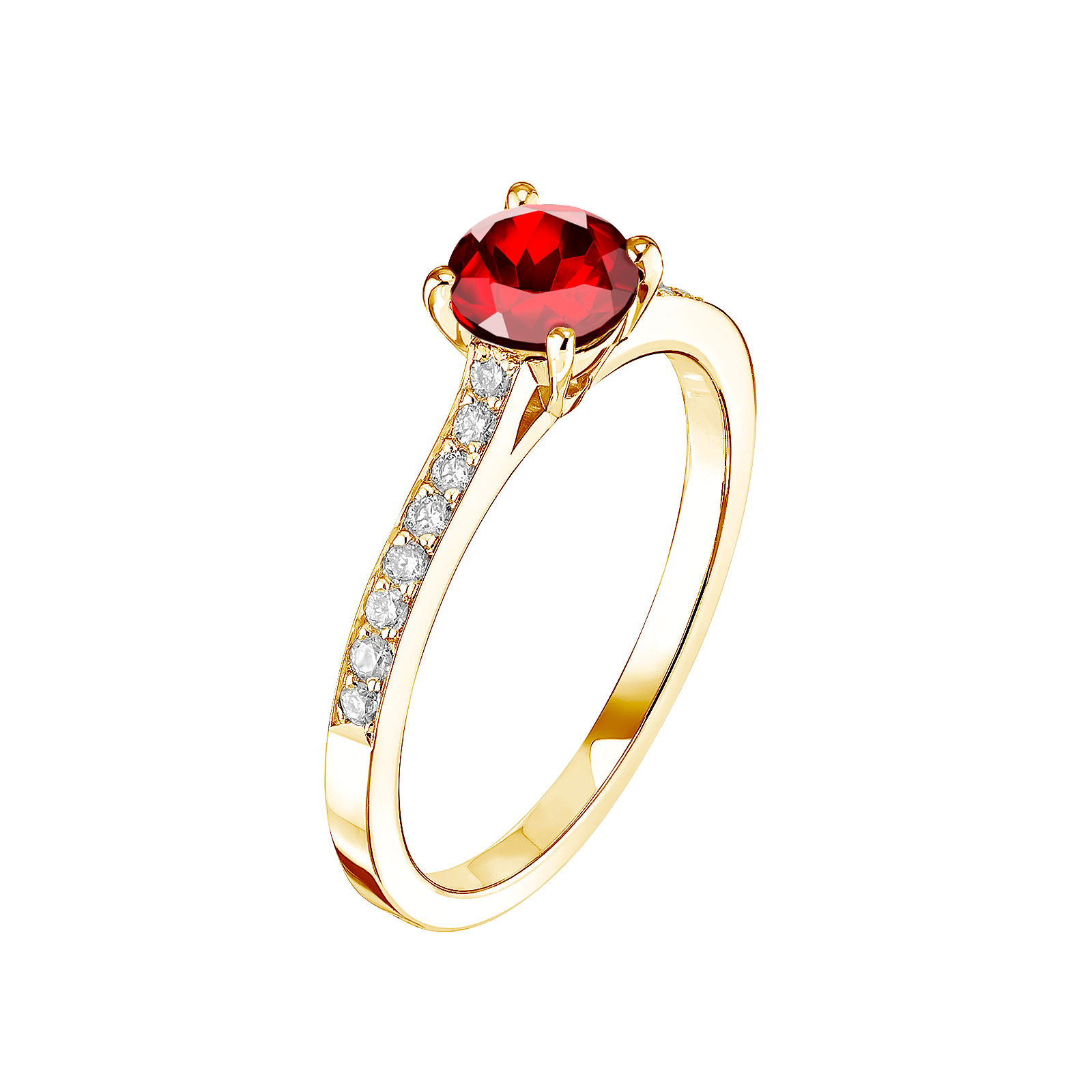 Ring Gelbgold Granat und diamanten Lady Pavée 1