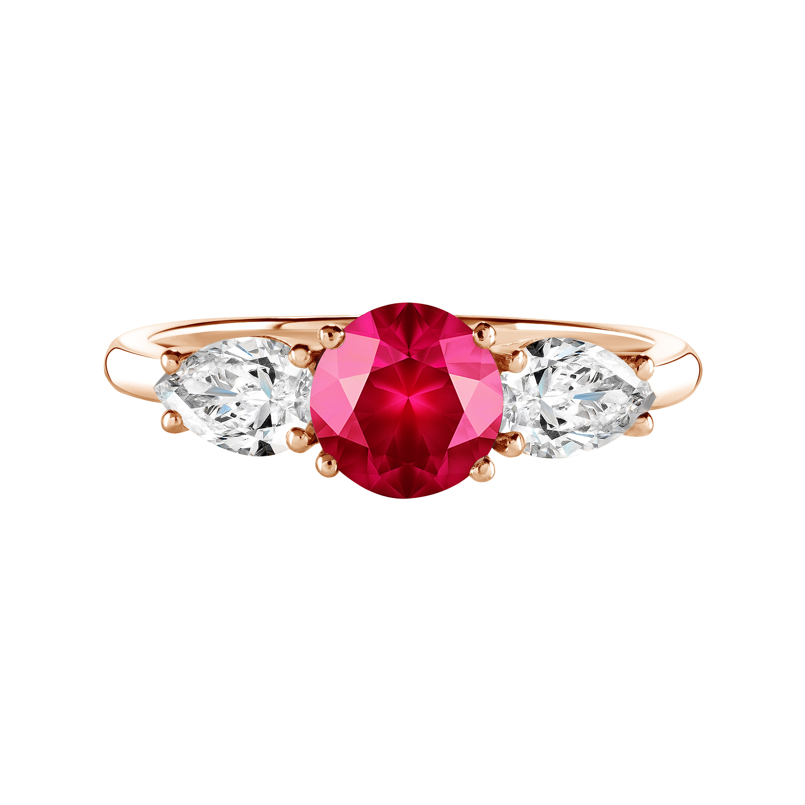 Ring Rose gold Ruby and diamonds Lady Duo de Poires 1