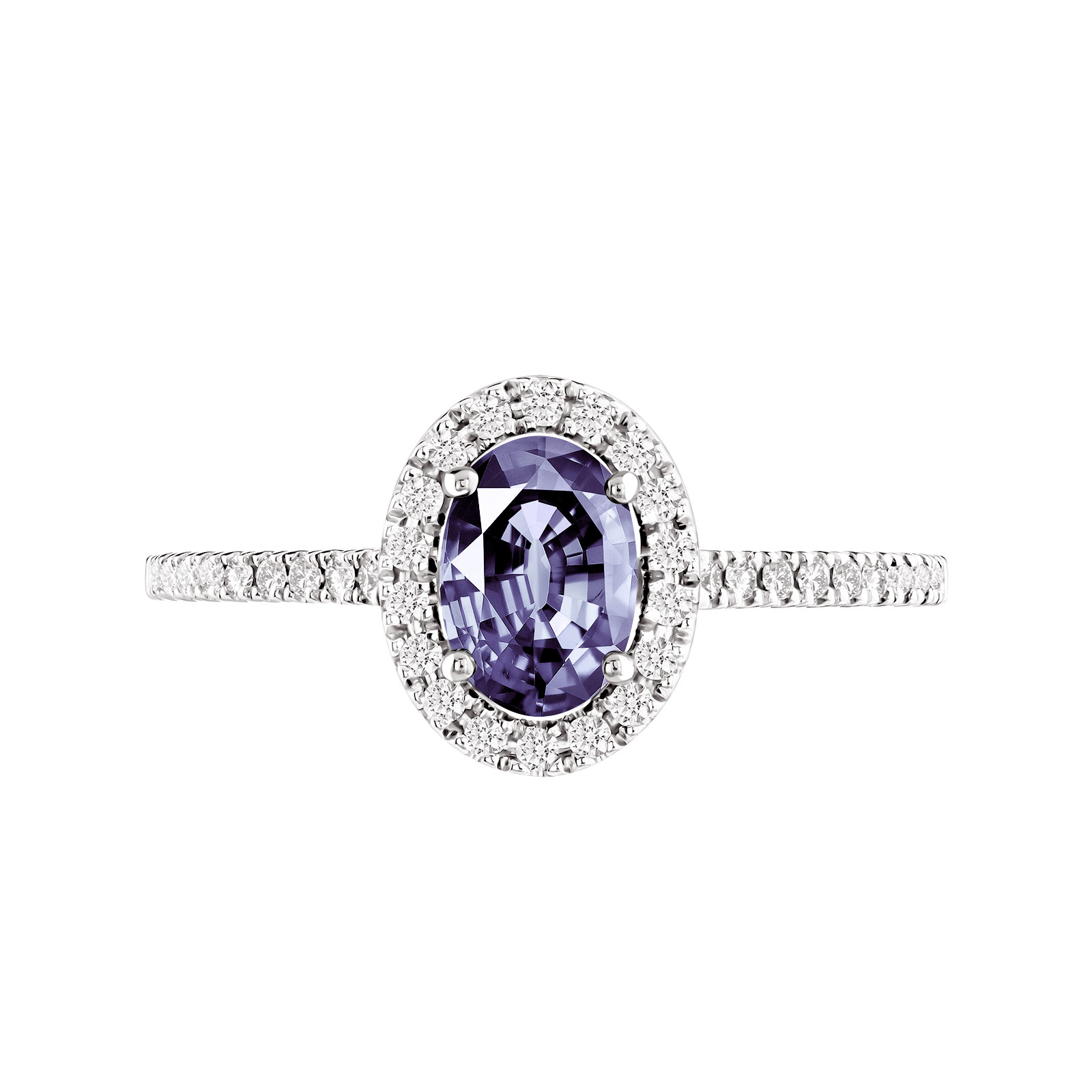 Ring Platinum Tanzanite and diamonds Rétromantique Ovale Pavée 1