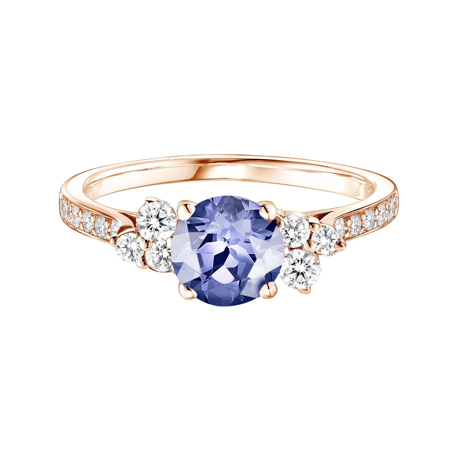 Ring Rose gold Tanzanite and diamonds Baby EverBloom 6 mm Pavée 1