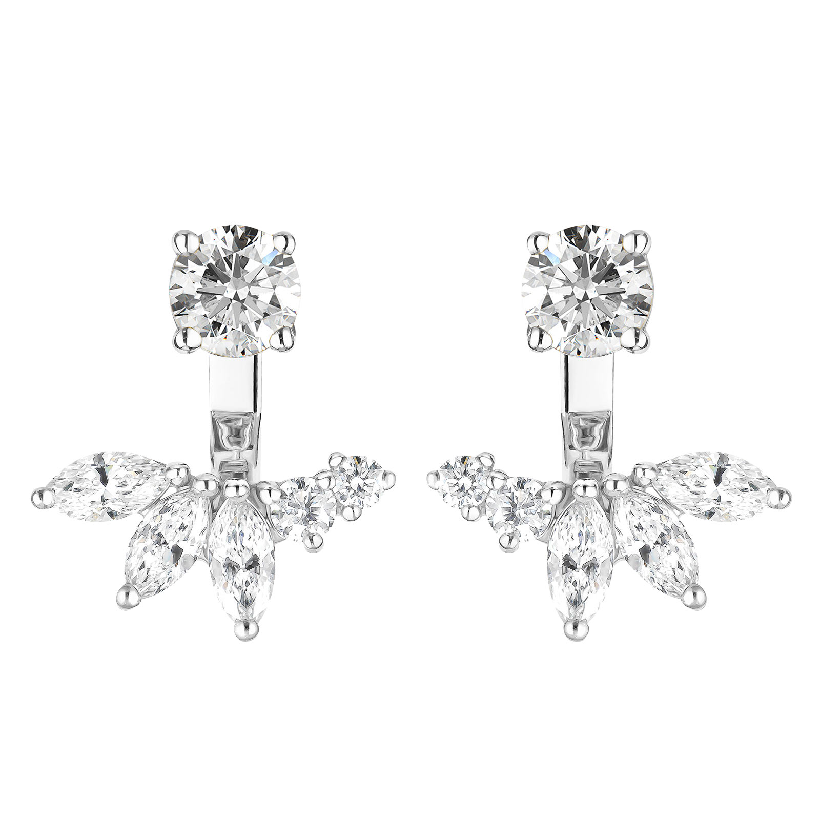 Boucles d'oreilles Or blanc Diamant EverBloom Symétriques 1