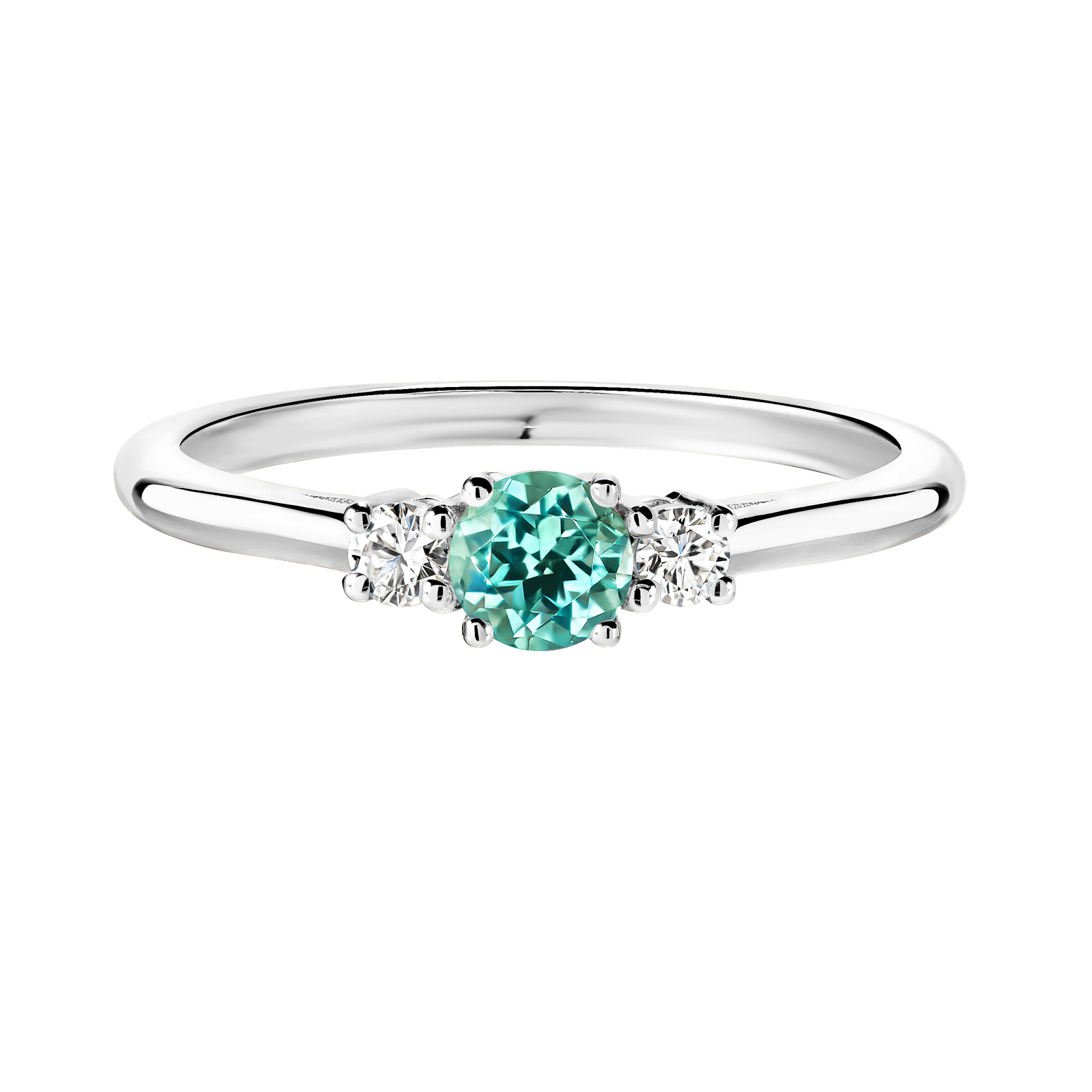 Ring White gold Mint tourmaline and diamonds Baby Lady Duo 1