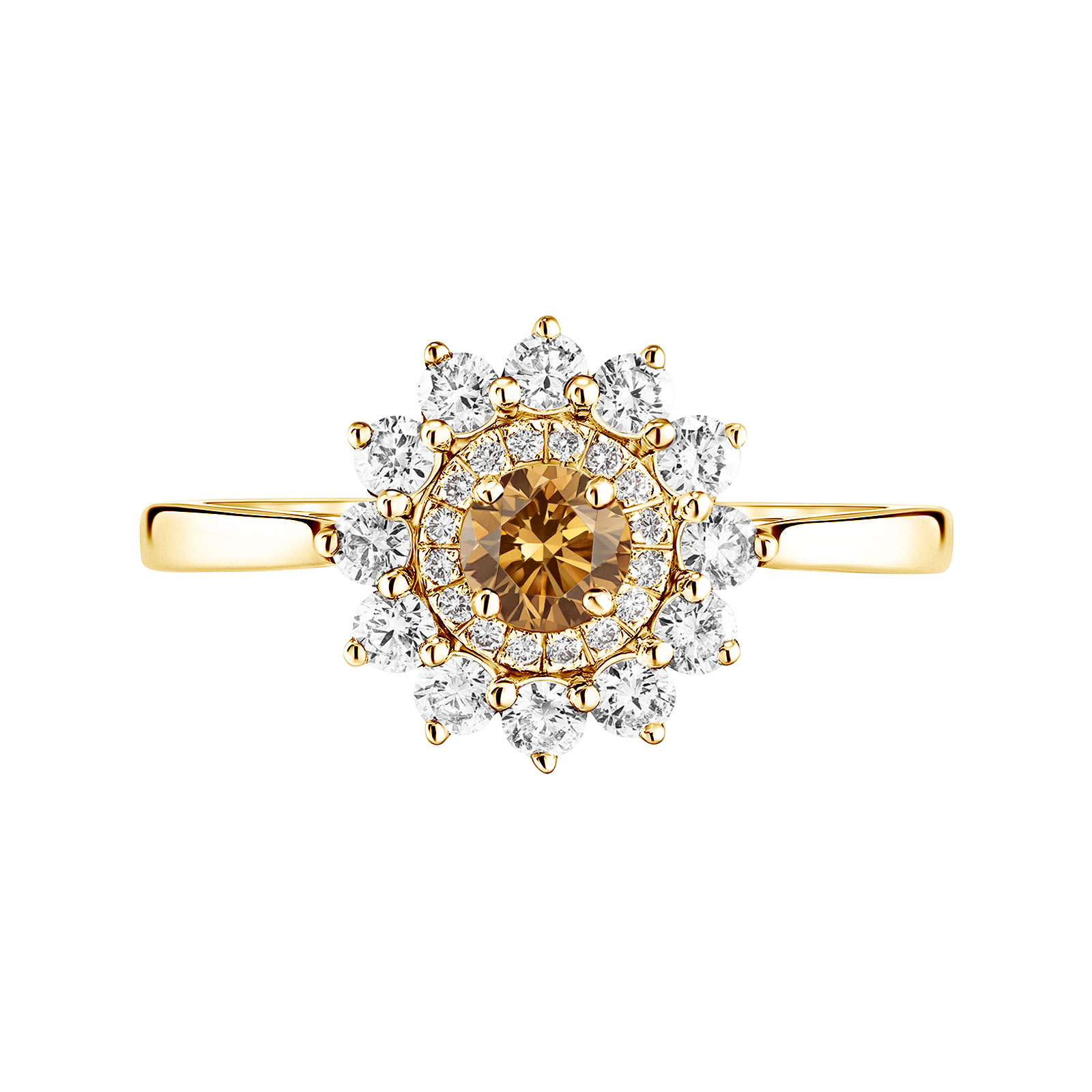 Ring Yellow gold Cognac Diamond Lefkos 4 mm 1