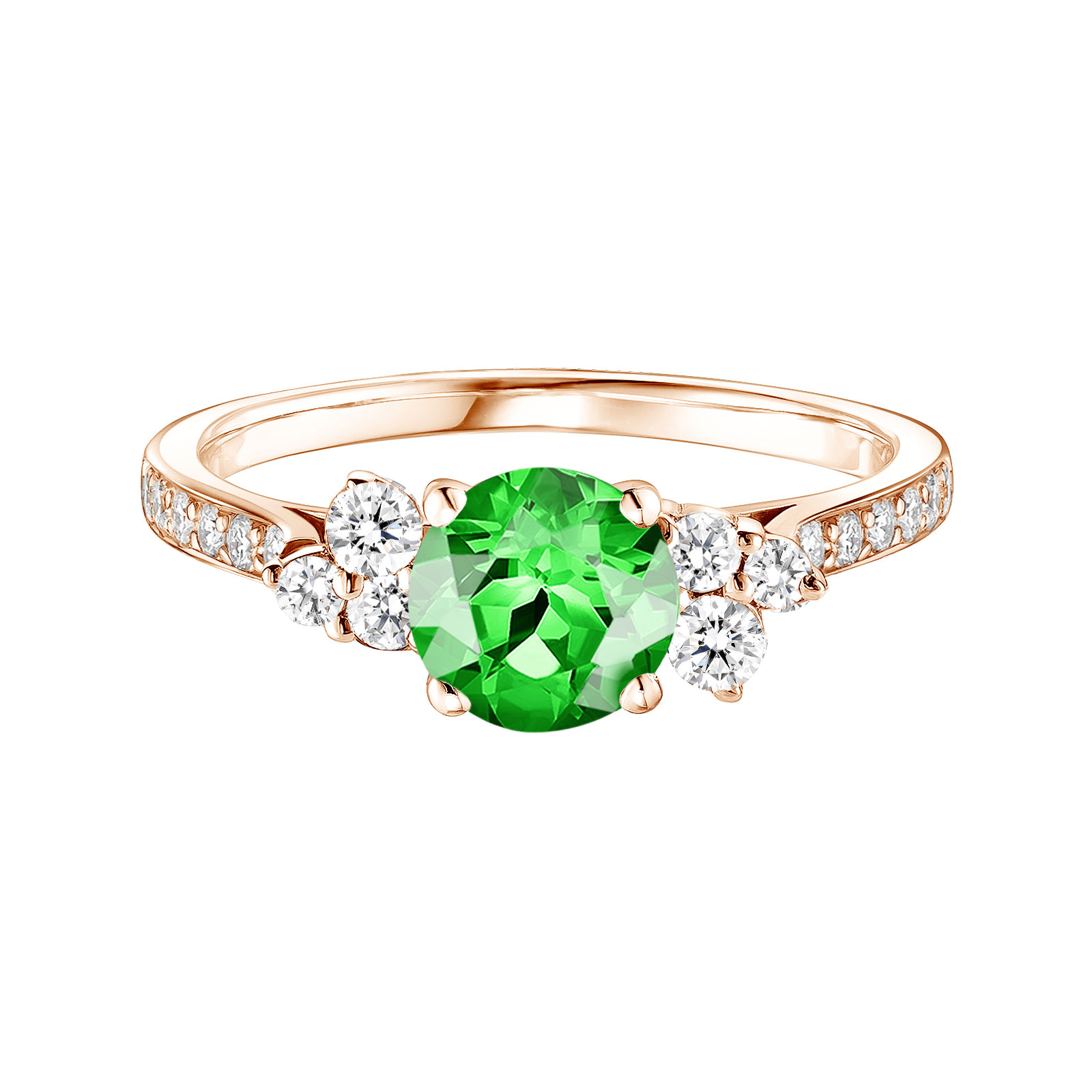 Ring Rose gold Tsavorite and diamonds Baby EverBloom 6 mm Pavée 1
