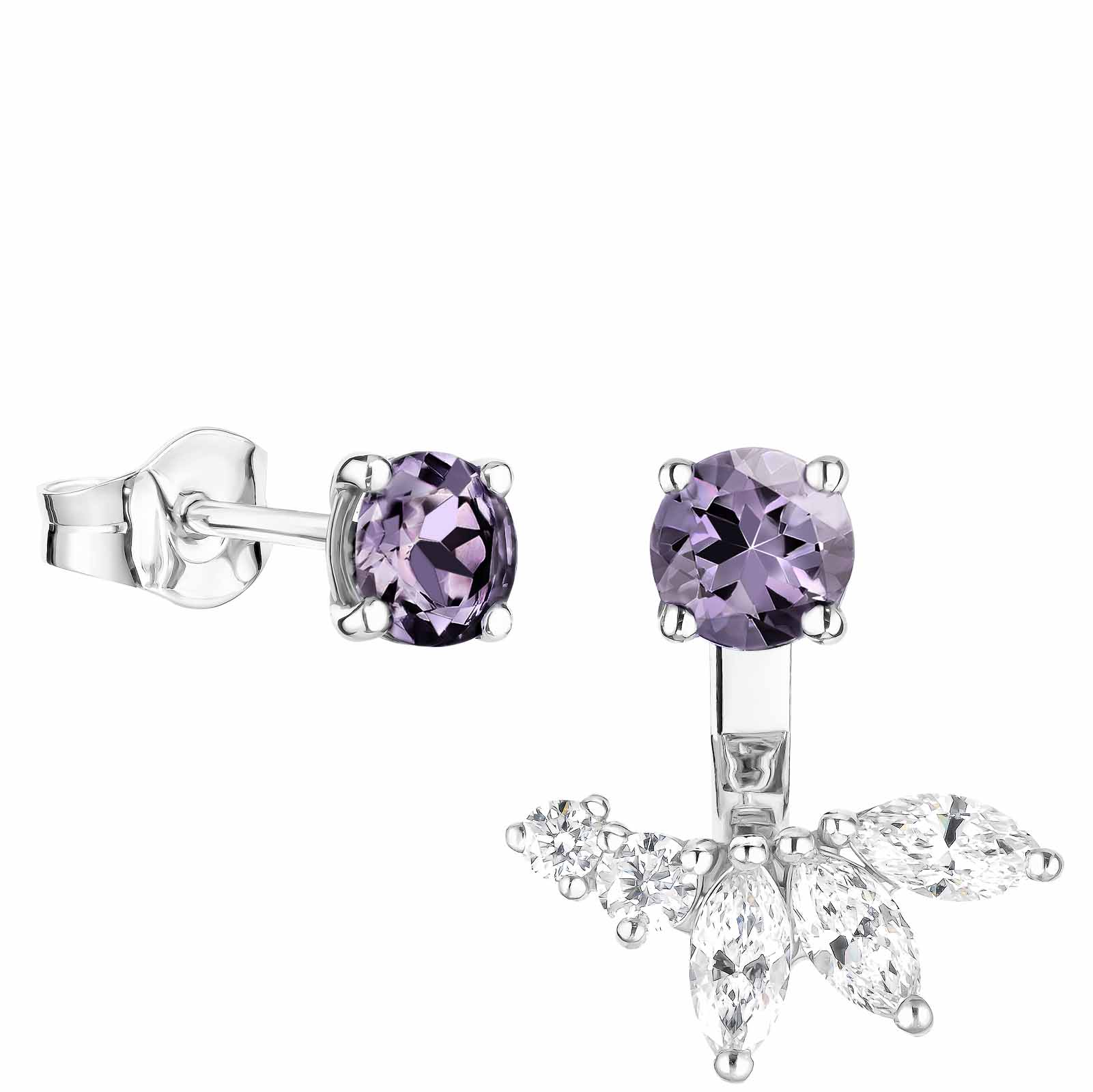 Earrings White gold Lavender Spinel and diamonds EverBloom Spinelle Lavande 1