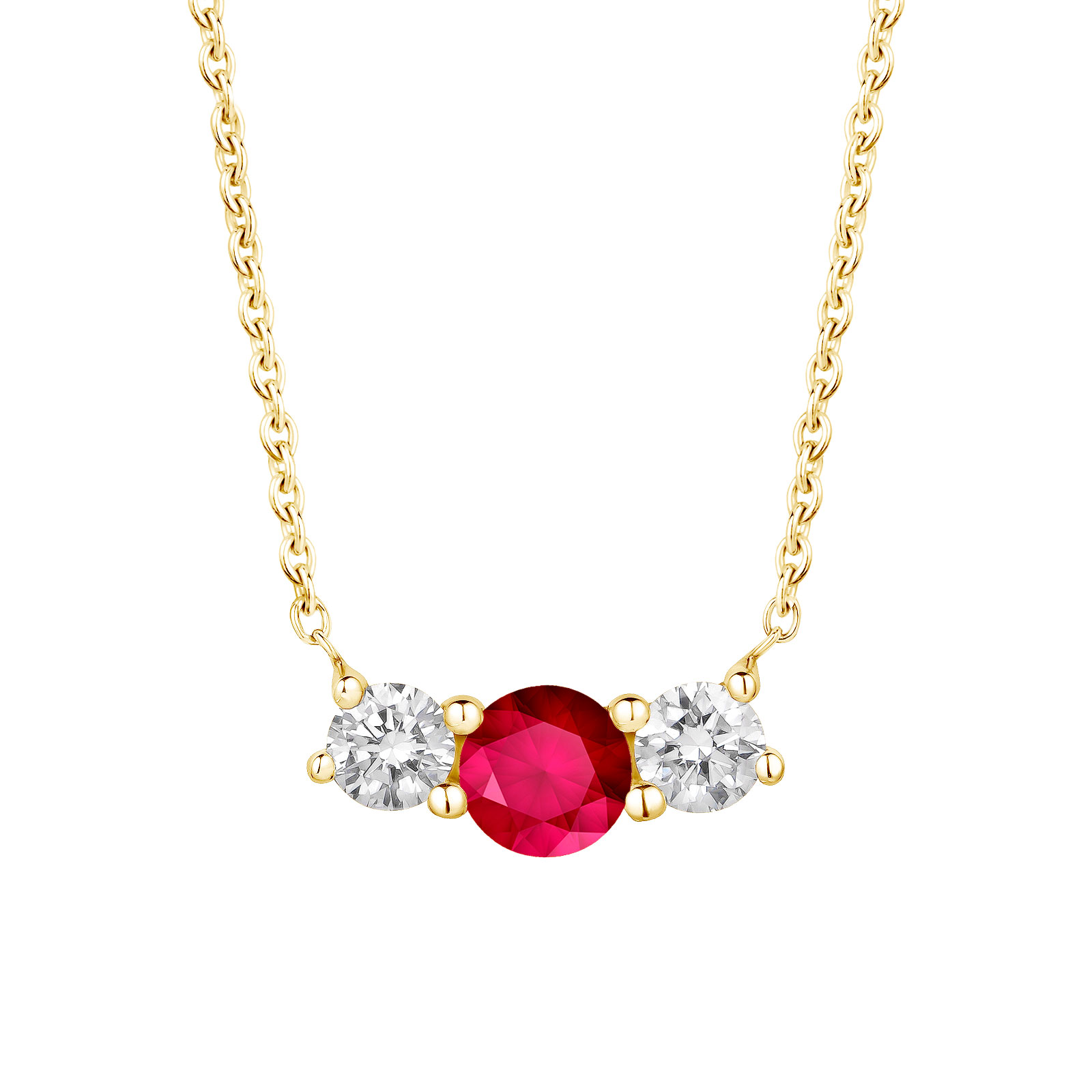 Pendant Yellow gold Ruby Lady Duo 1